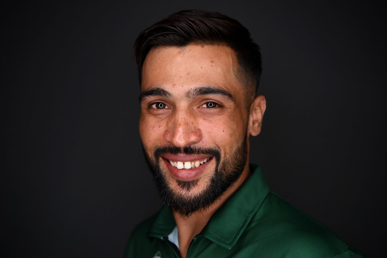 Mohammad Amir poses for a player portrait, Cardiff, May 25, 2019
