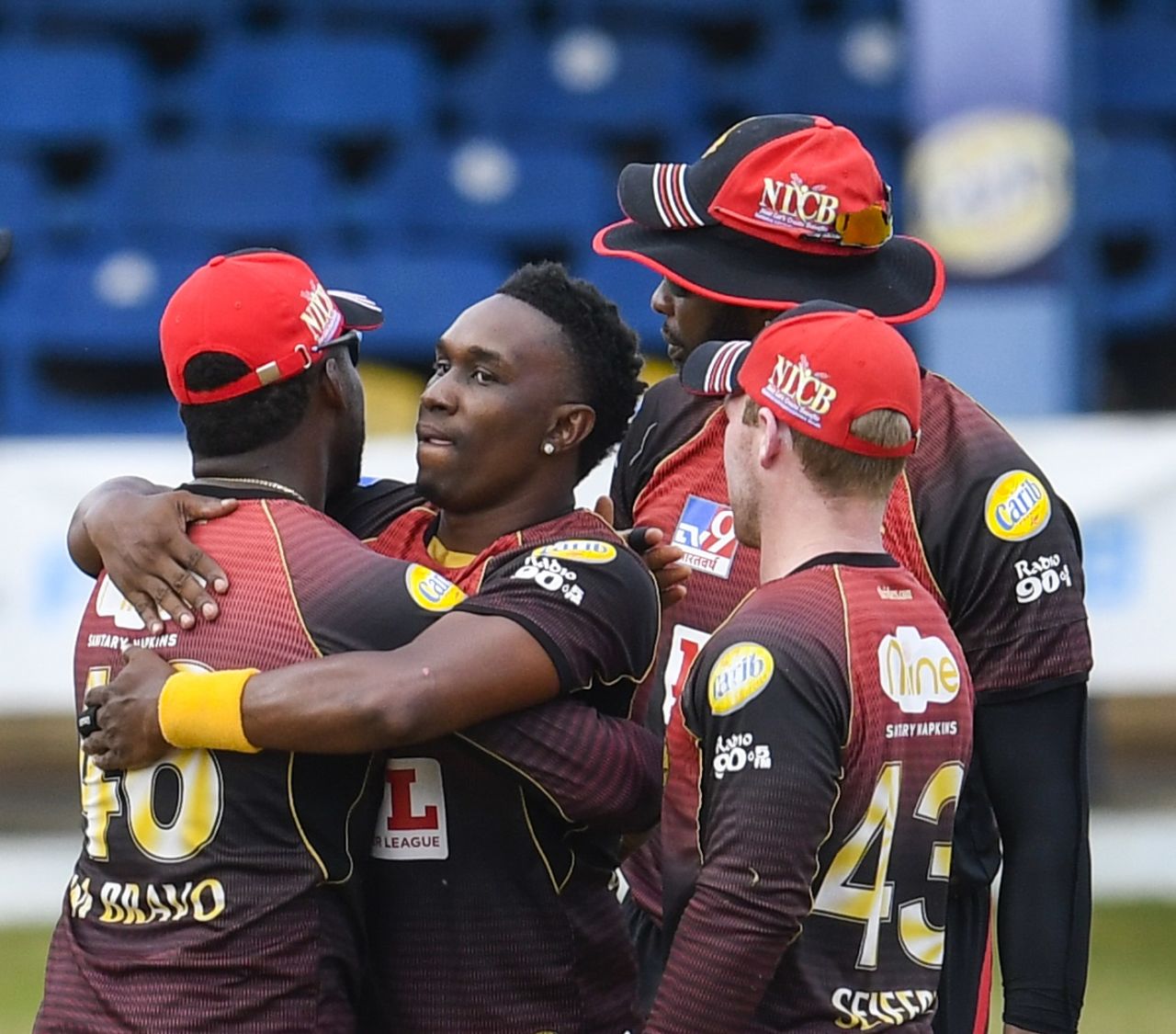 The match may have been behind closed doors, but Dwayne Bravo had family and friends around him to celebrate his 500th wicket, Trinbago Knight Riders v St Lucia Zouks, CPL, August 26, 2020