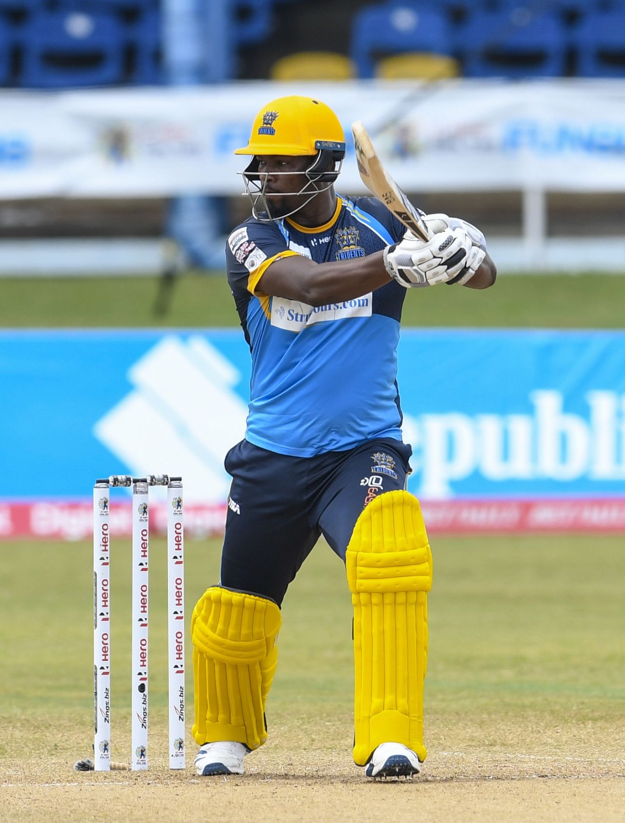 Johnson Charles punches forcefully through cover, Trinbago Knight Riders, Barbados Tridents, Queen's Park Oval, CPL 2020, August 29, 2020