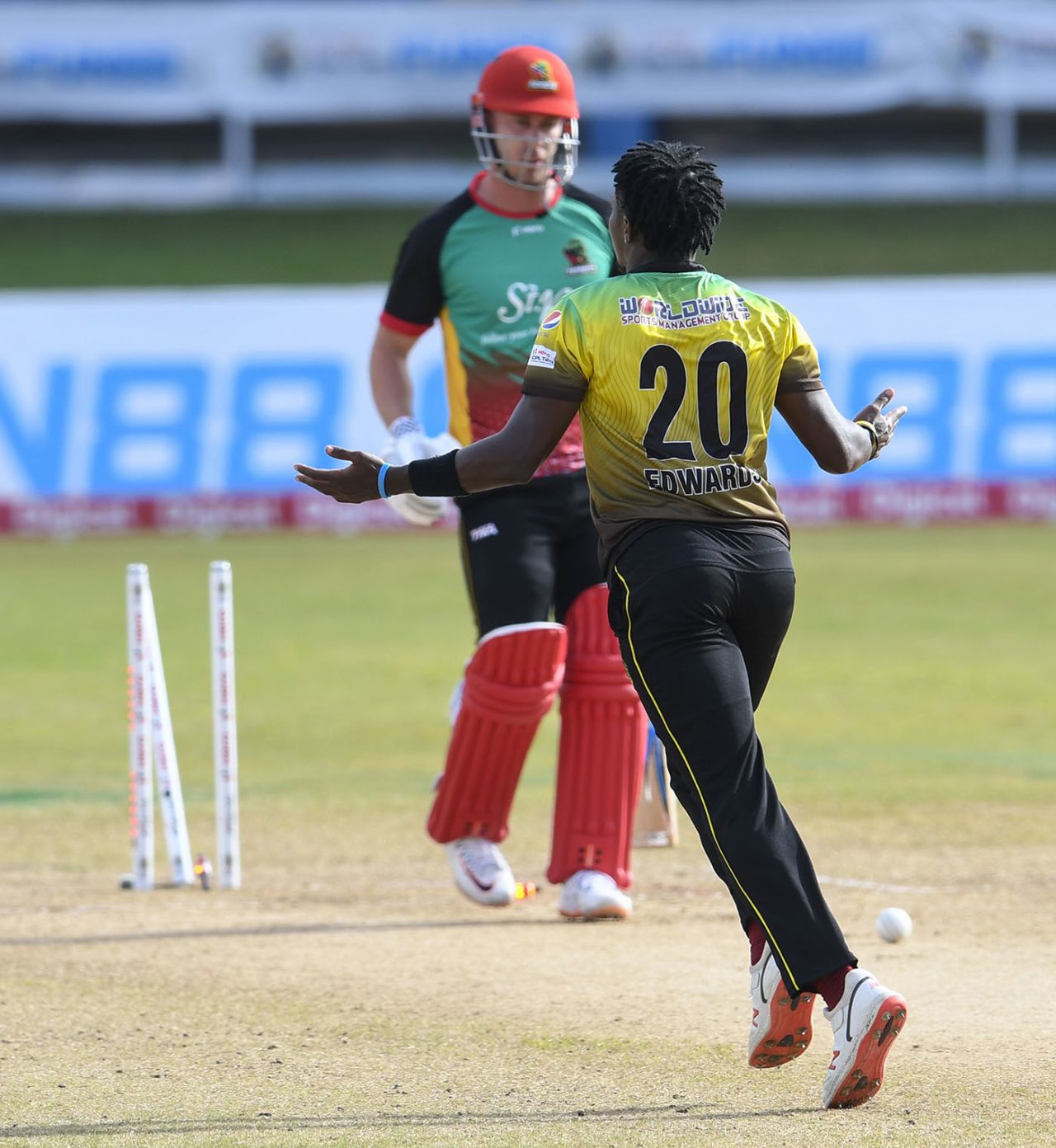 Fidel Edwards cleaned up Chris Lynn, Jamaica Tallawahs v St Kitts and Nevis Patriots, Port of Spain, CPL 2020, August 29, 2020