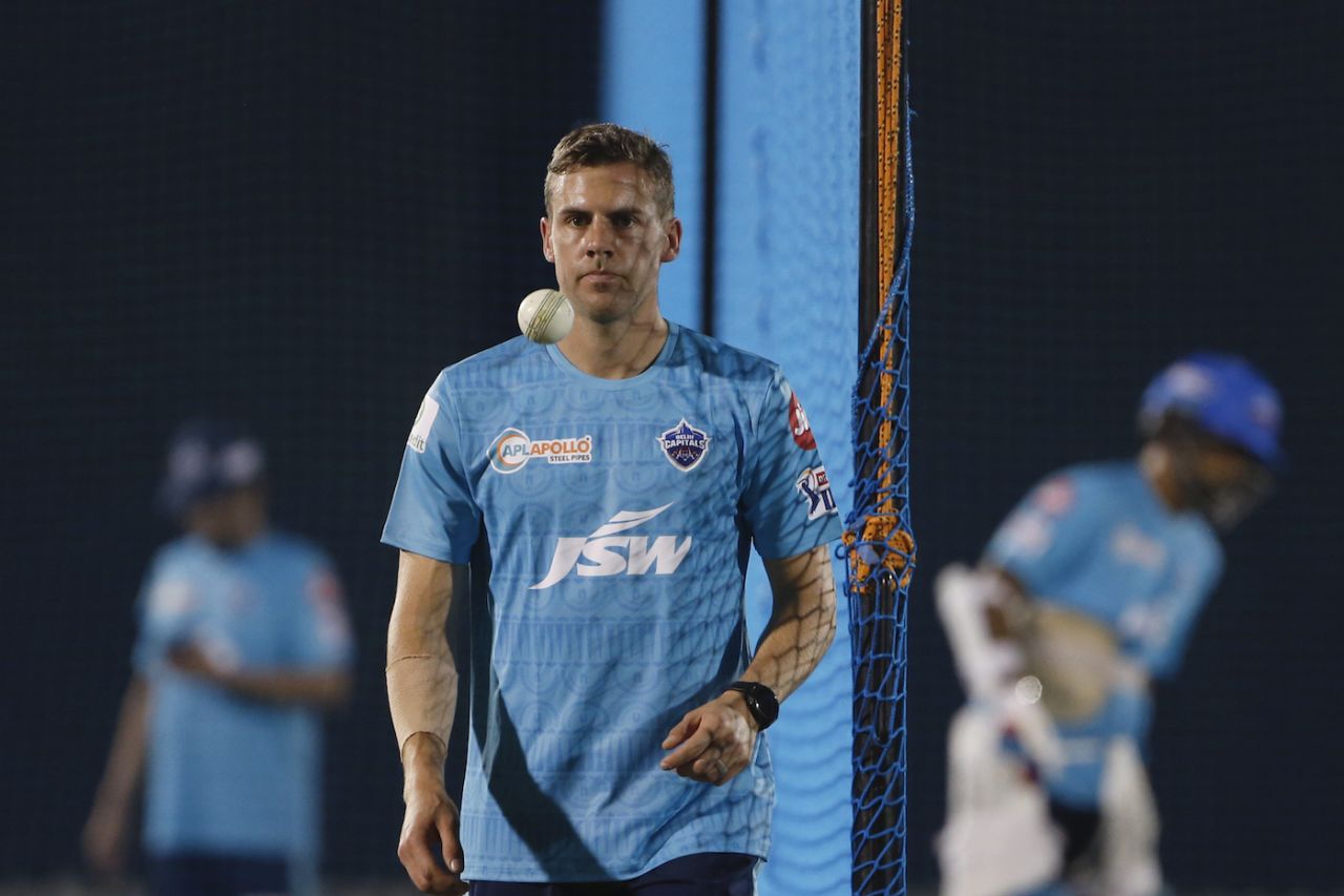 Anrich Nortje joined the Delhi Capitals nets on Sunday, Dubai, August 30, 2020