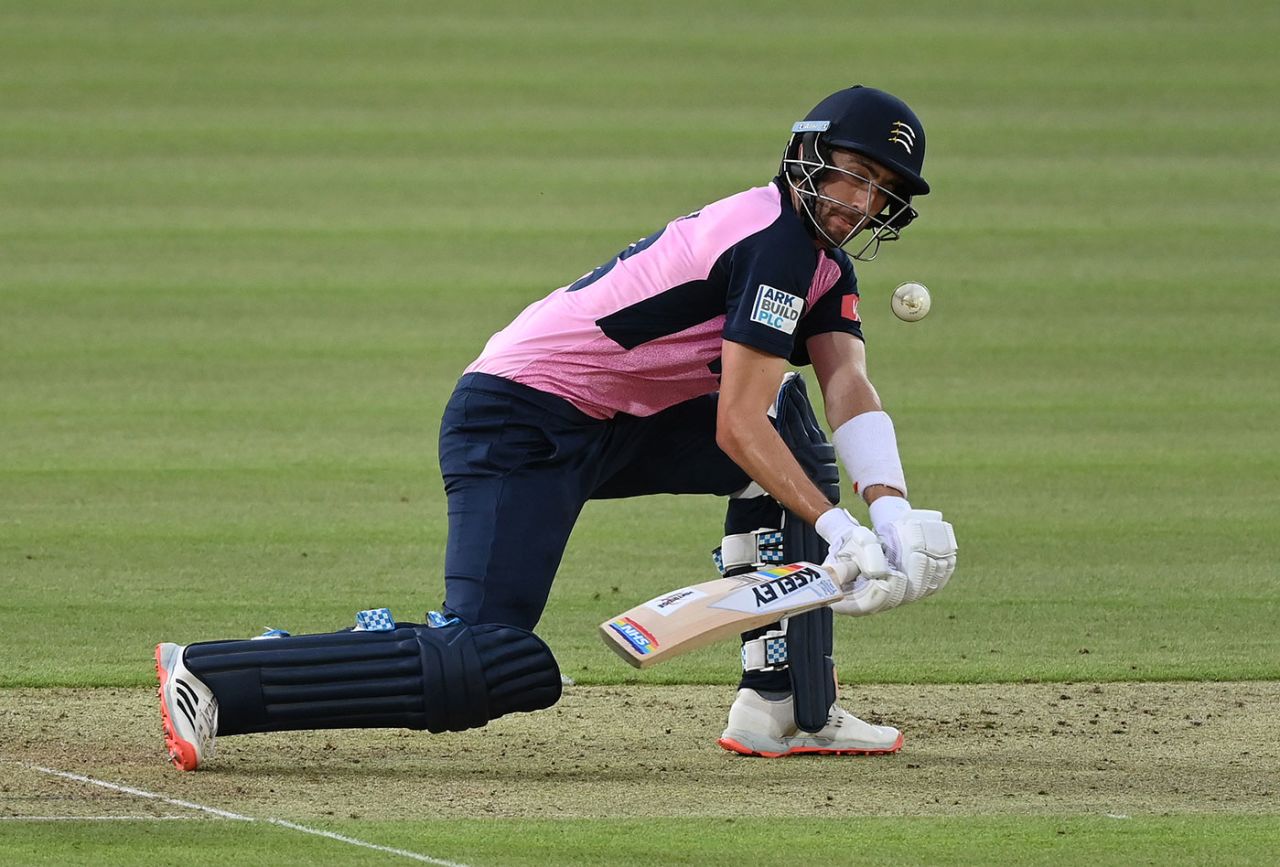 Stevie Eskinazi plays a reverse-sweep, Middlesex v Sussex, Vitality T20 Blast, Lord's, September 1, 2020