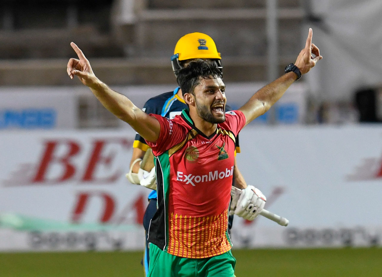 Naveen-ul-Haq finished with 4 for 14, Barbados Tridents v Guyana Amazon Warriors, CPL 2020, Trinidad, September 1, 2020