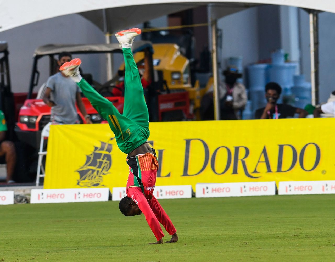 Kevin Sinclair celebrates the wicket of Shai Hope, Barbados Tridents v Guyana Amazon Warriors, CPL 2020, Trinidad, September 1, 2020