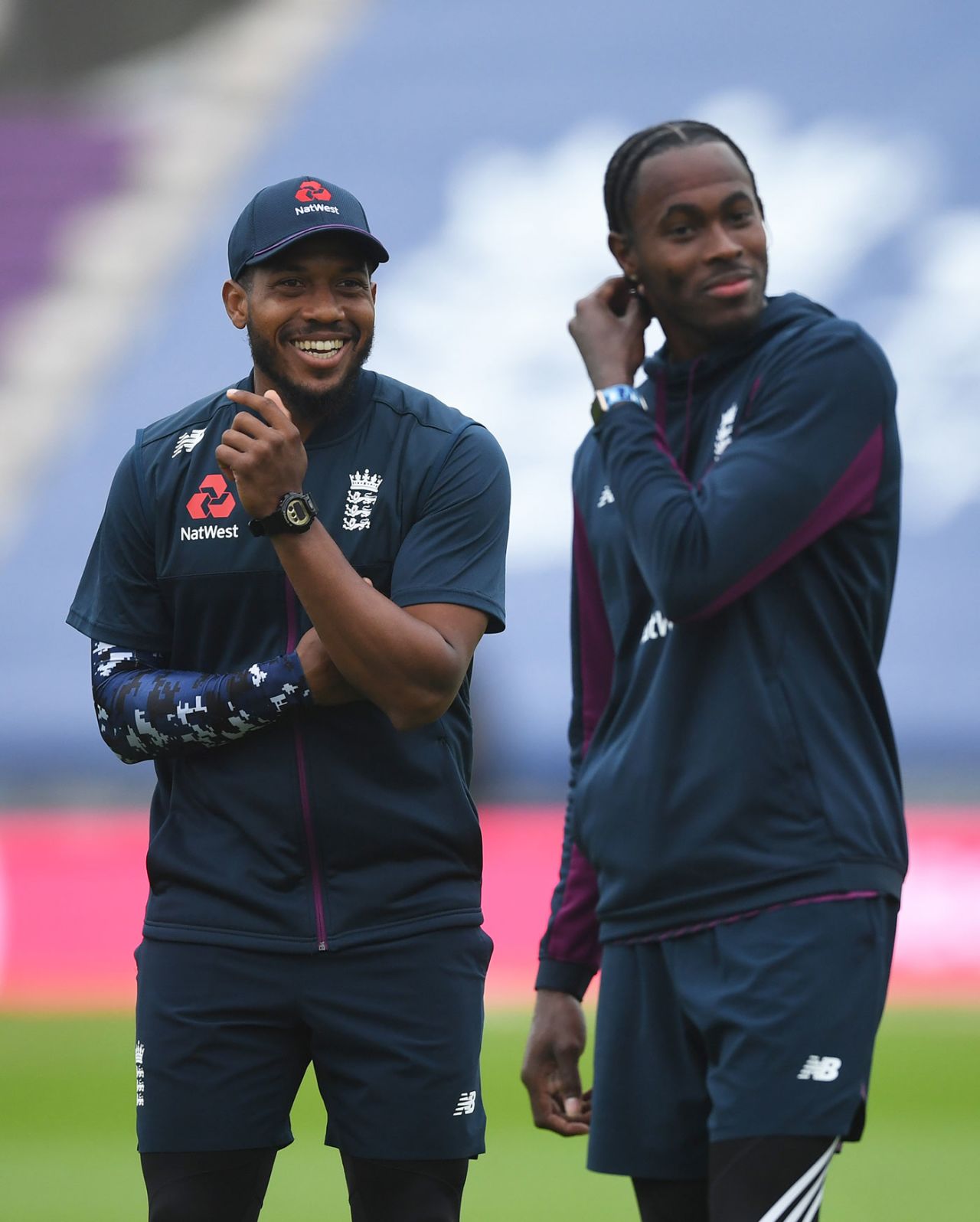 Chris Jordan and Jofra Archer in the nets with England, England v Australia, 1st T20I, Ageas Bowl, September 3, 2020