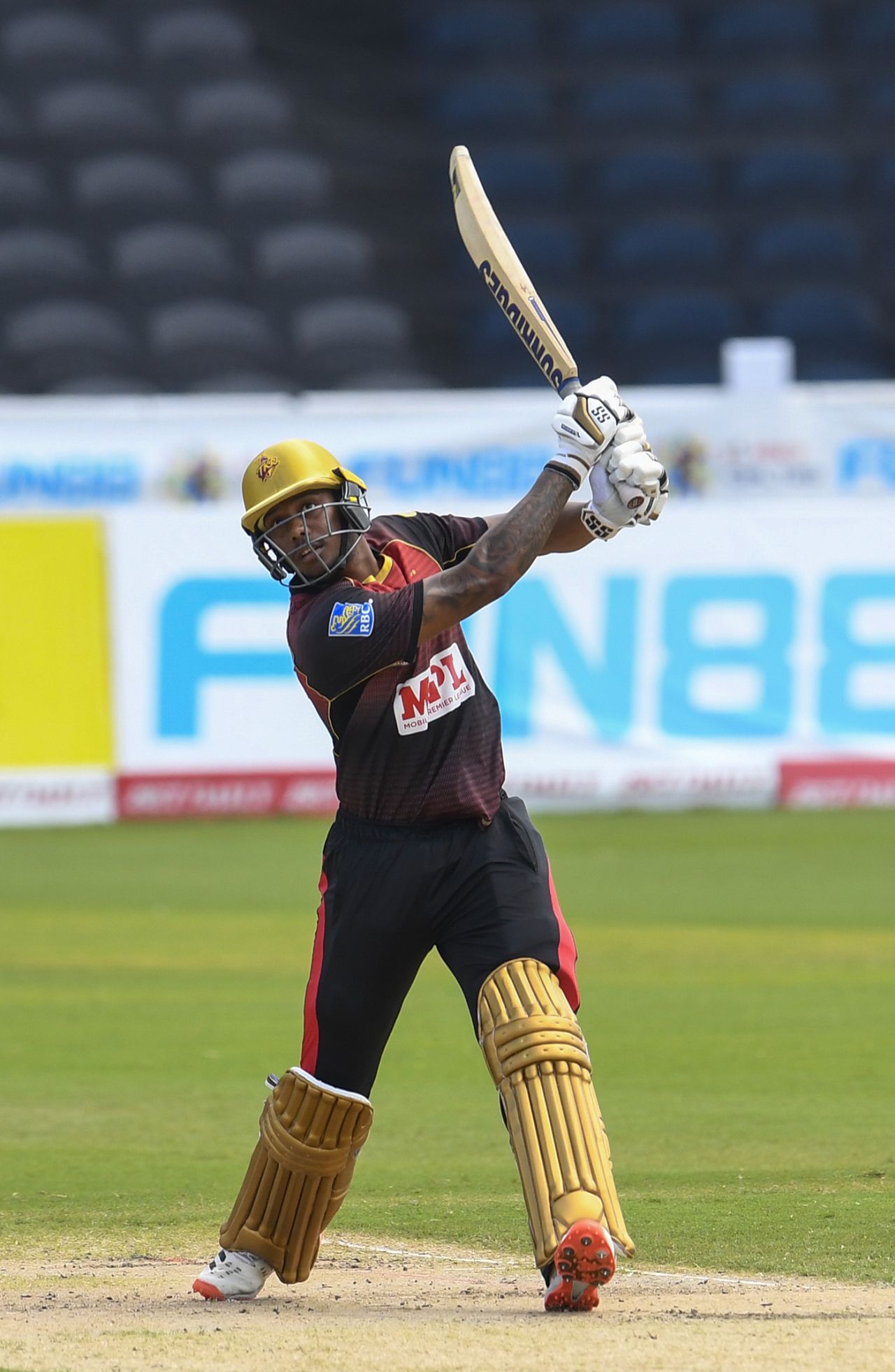 Tion Webster goes over the top, St Lucia Zouks v Trinbago Knight Riders, CPL 2020, Tarouba, September 5, 2020