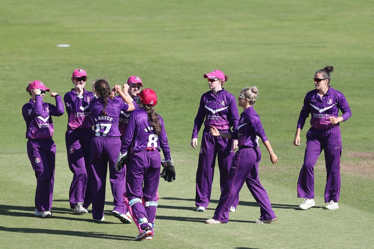 Lightning players celebrate a wicket, Lightning v Northern Diamonds, Chester-le-Street, Rachael Heyhoe Flint Trophy, August 31, 2020