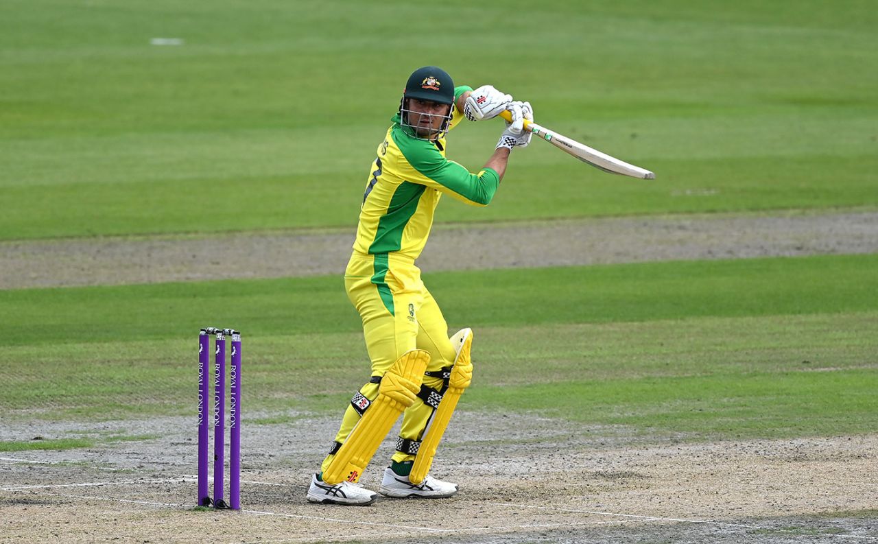 Marcus Stoinis guides the ball to third man, England v Australia, 1st ODI, Old Trafford, September 11, 2020