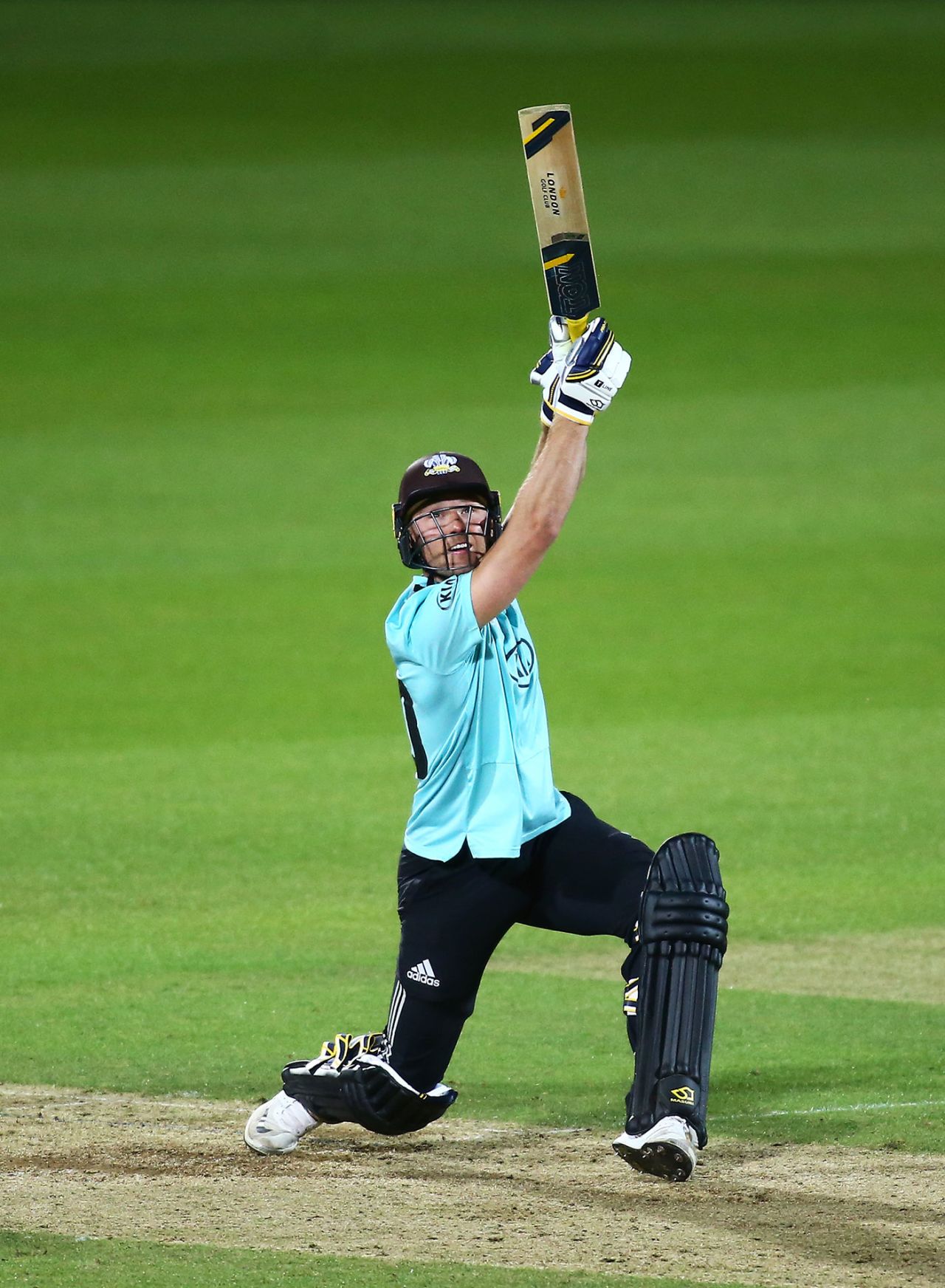 Laurie Evans drives over the covers, Surrey v Essex, Vitality Blast, September 3, 2020