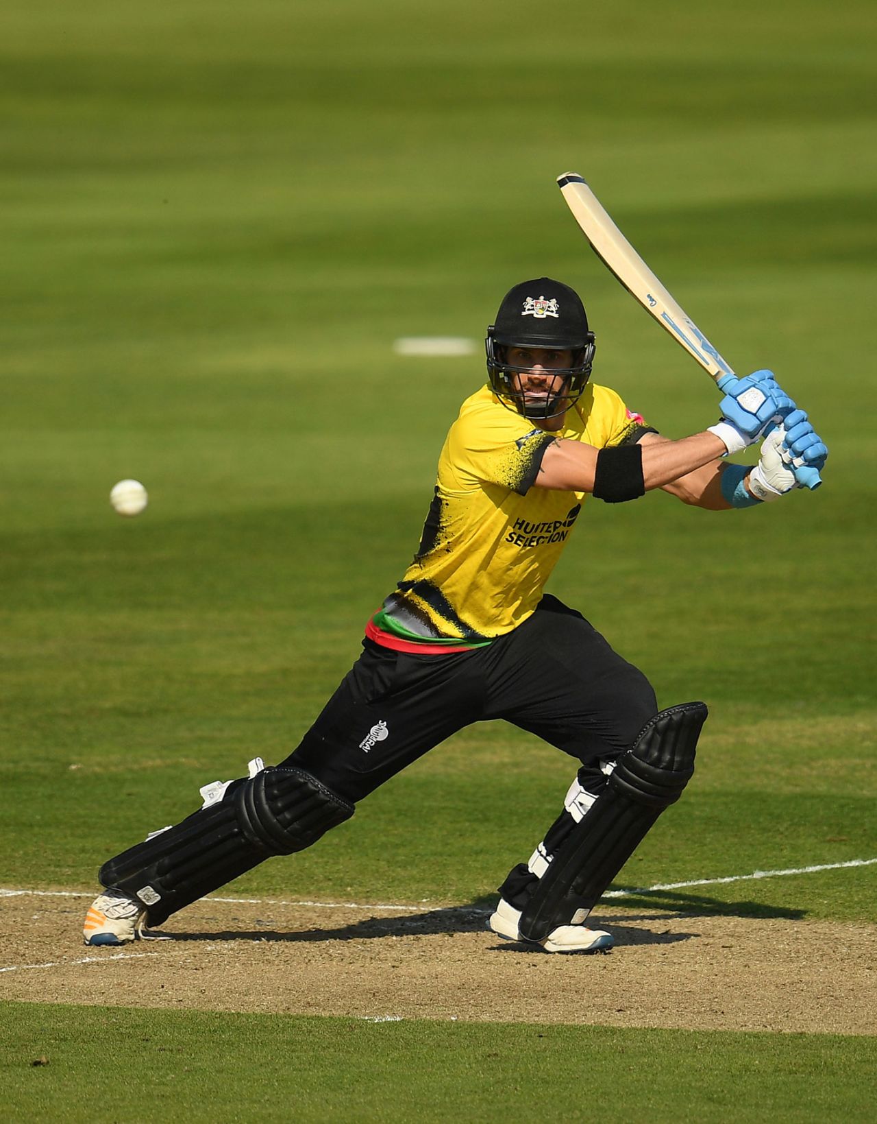 Benny Howell drives through the covers, Somerset v Gloucestershire, Vitality Blast, Taunton, September 13, 2020