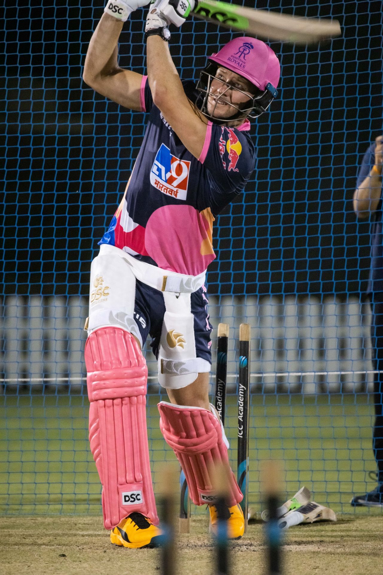 David Miller bats at the Rajasthan Royals nets, Dubai, September 14, 2020