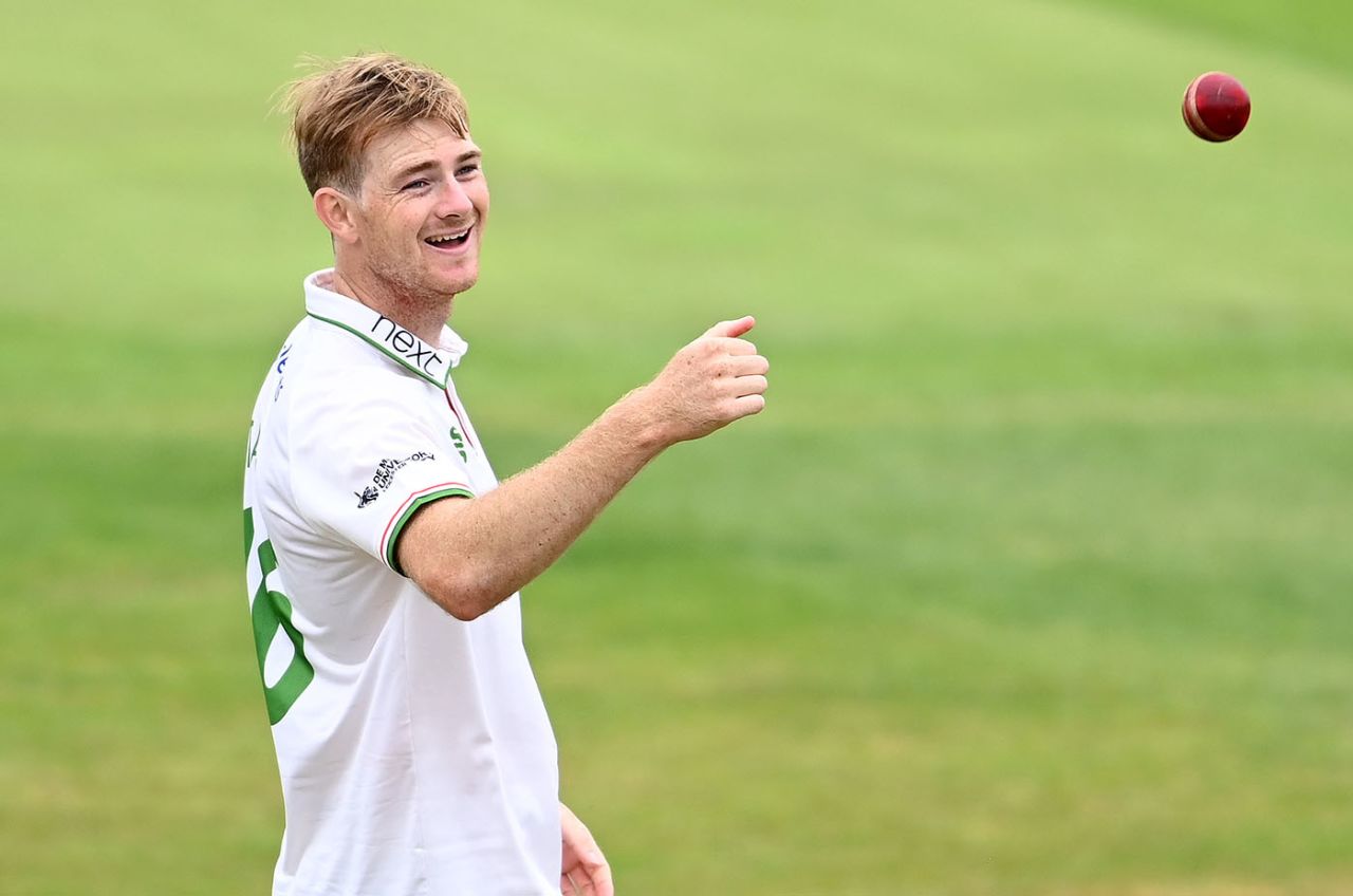 Tom Taylor was all smiles, Leicestershire v Durham, Bob Willis Trophy, Grace Road, August 15, 2020