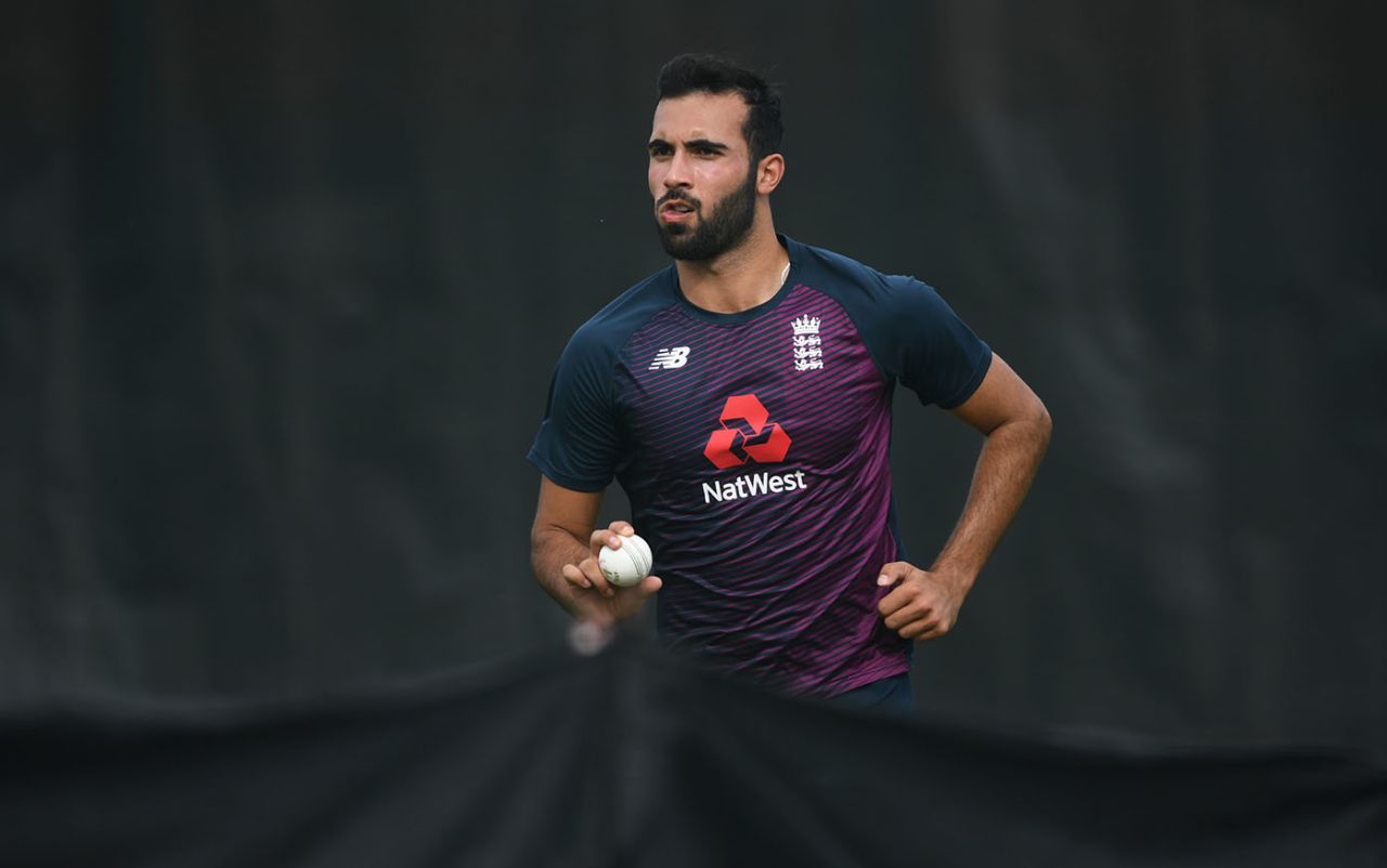Saqib Mahmood bowls in the nets, England training, Emirates Old Trafford, England v Australia, September 15, 2020