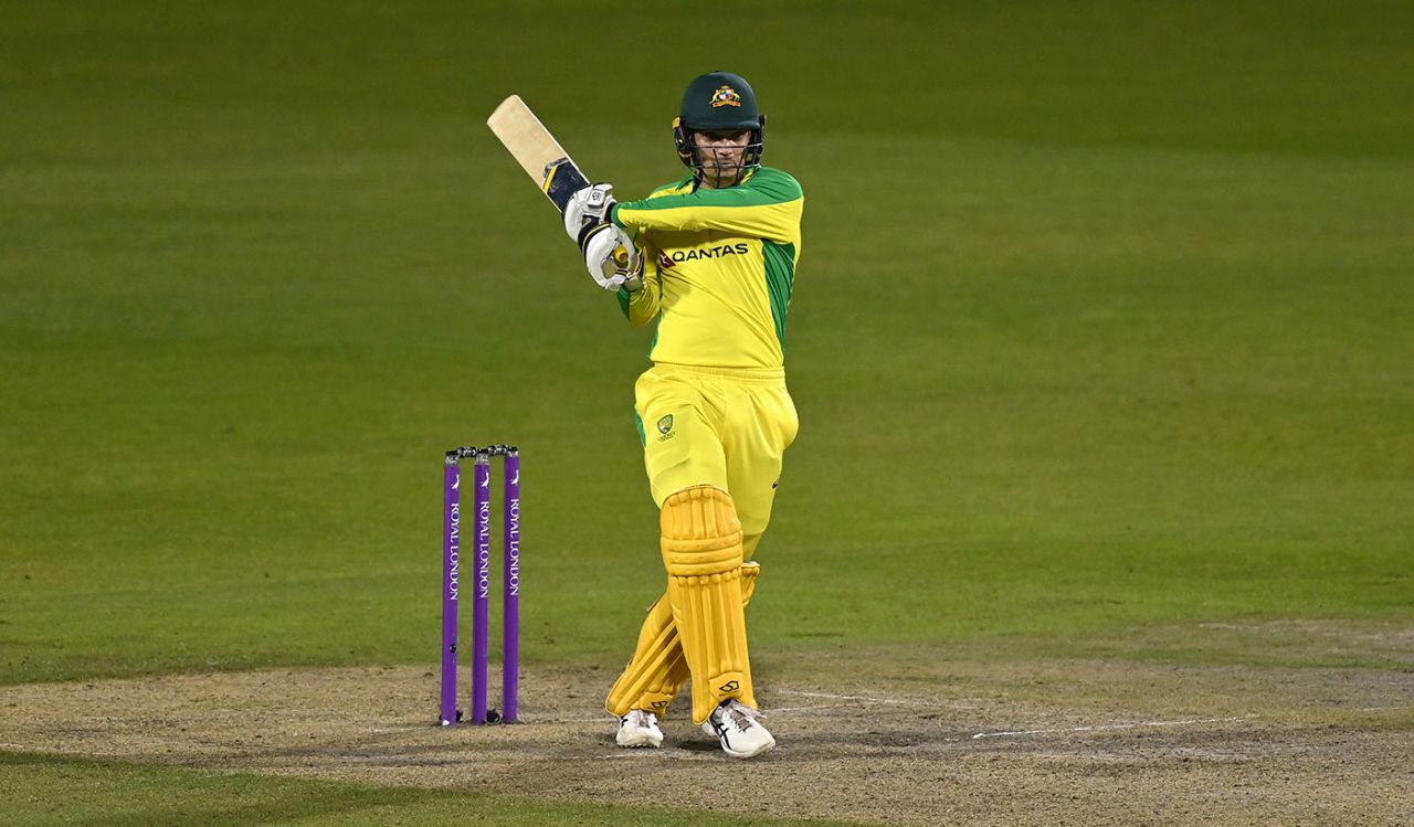 Alex Carey carves one into the leg side, England v Australia, 3rd ODI, Emirates Old Trafford, September 16, 2020