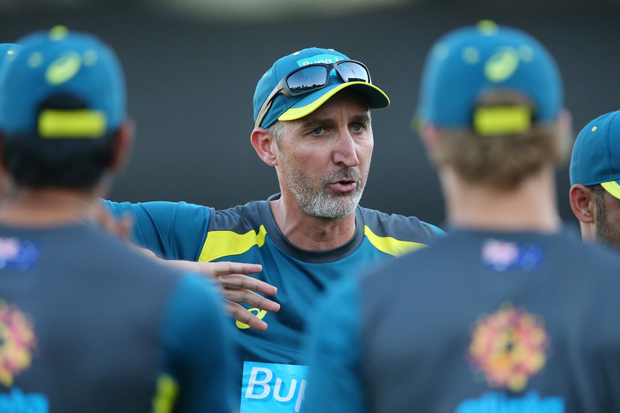Jason Gillespie as coach of Australia's PM's XI, Prime Ministers XI v Sri Lanka, Manuka Oval, October 24, 2019