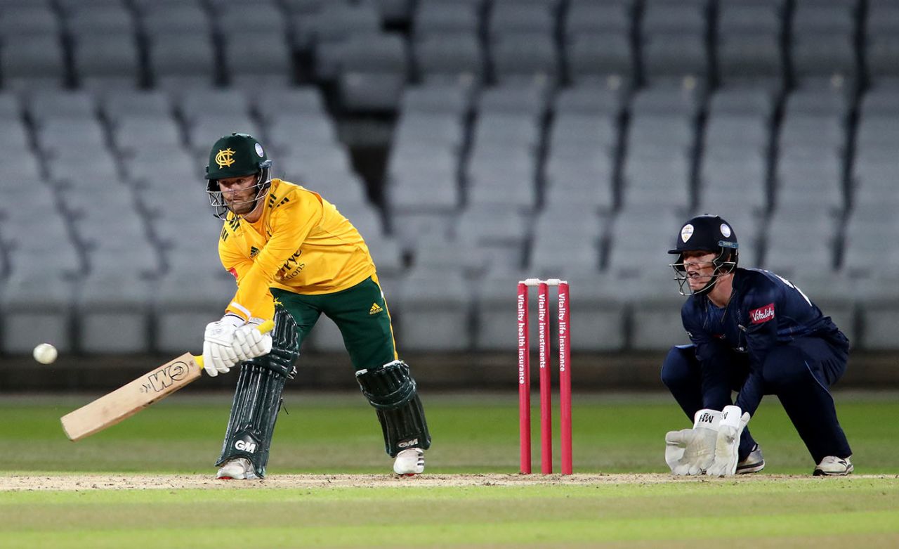 Ben Duckett plays a reverse shot, Nottinghamshire v Derbyshire, Vitality Blast, Trent Bridge, September 17, 2020