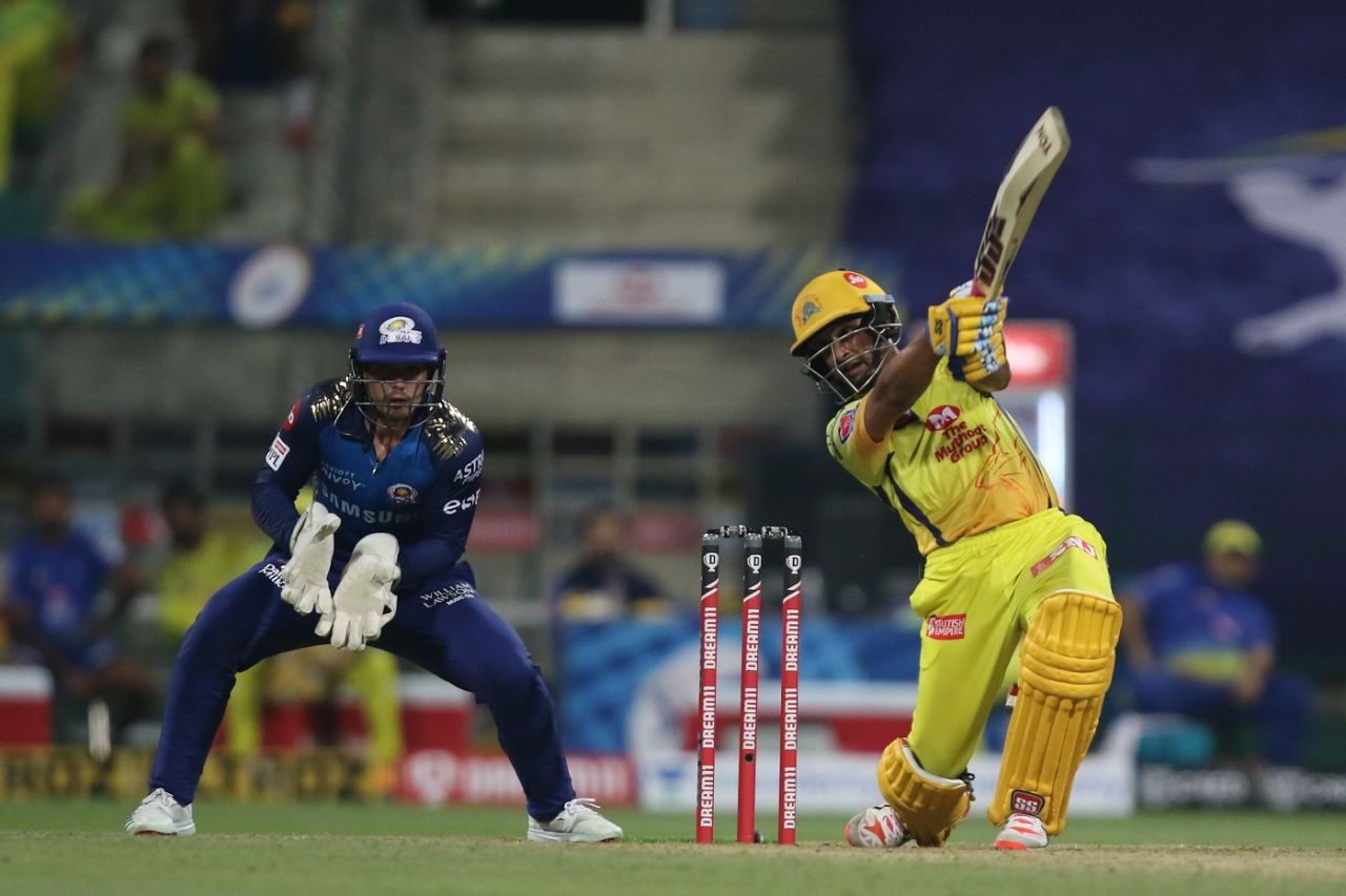 Ambati Rayudu goes for the big one, Mumbai Indians v Chennai Super Kings, IPL 2020, Abu Dhabi, September 19, 2020