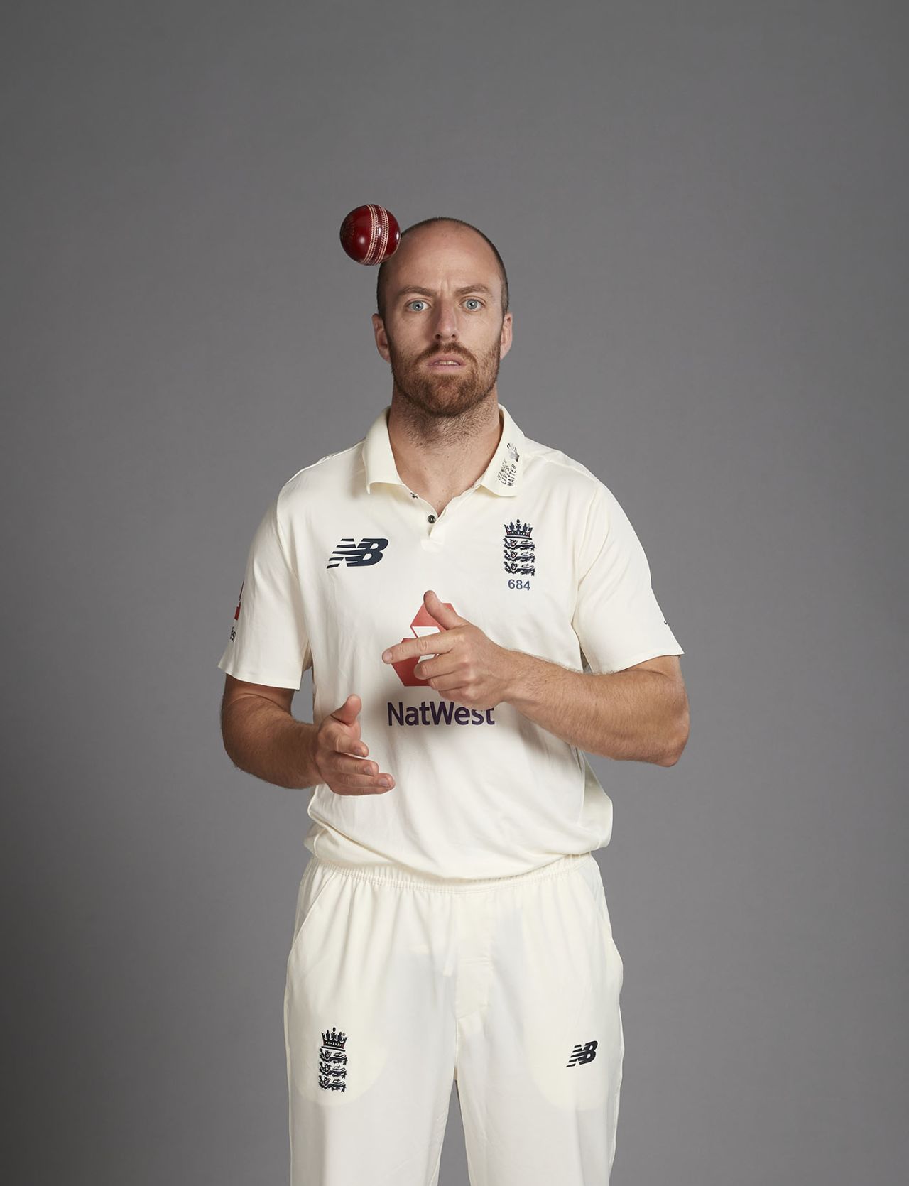 Jack Leach poses at an England portrait session, July 5, 2020