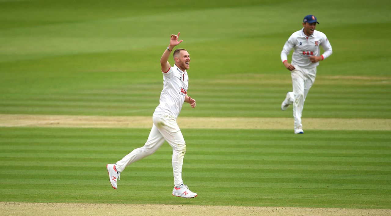 Jamie Porter celebrates his breakthrough, Somerset vs Essex, Bob Willis Trophy final, Day 1, Lord's, September 23, 2020