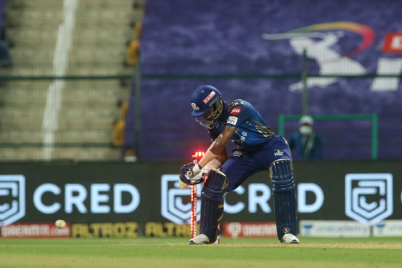 Hardik Pandya was out hit-wicket, Kolkata Knight Riders v Mumbai Indians, IPL 2020, Abu Dhabi, September 23, 2020