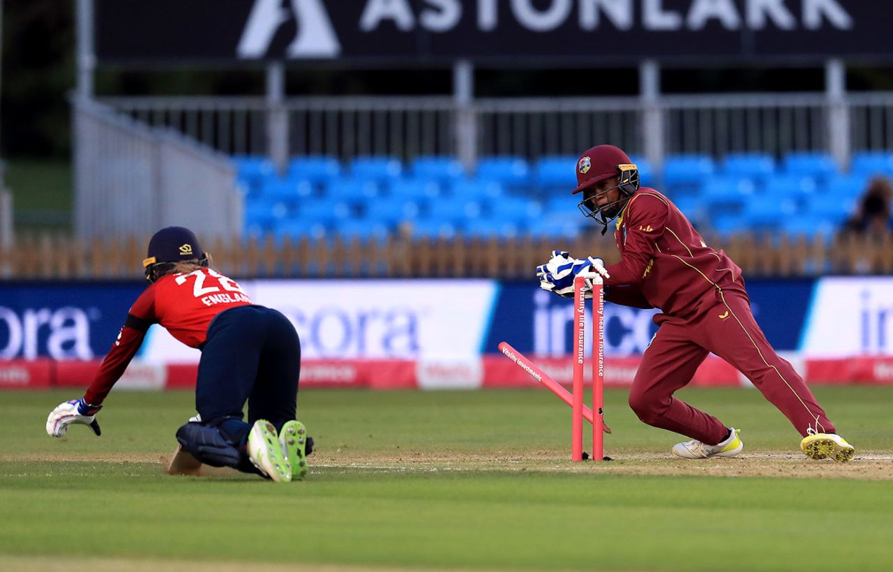 Danni Wyatt was run out by Shemaine Campbelle, England v West Indies, 2nd women's T20I, Derby, September 23, 2020