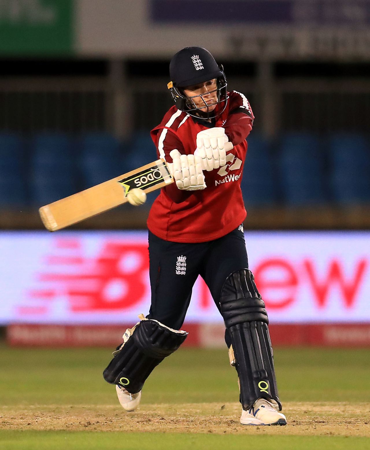 Katherine Brunt swings hard, England v West Indies, 2nd women's T20I, Derby, September 23, 2020