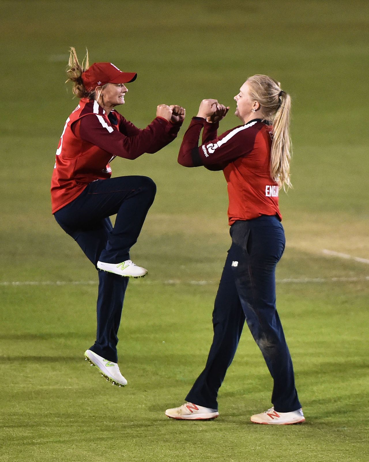 Danni Wyatt celebrates Sarah Glenn's breakthrough, England v West Indies, 2nd women's T20I, Derby, September 23, 2020