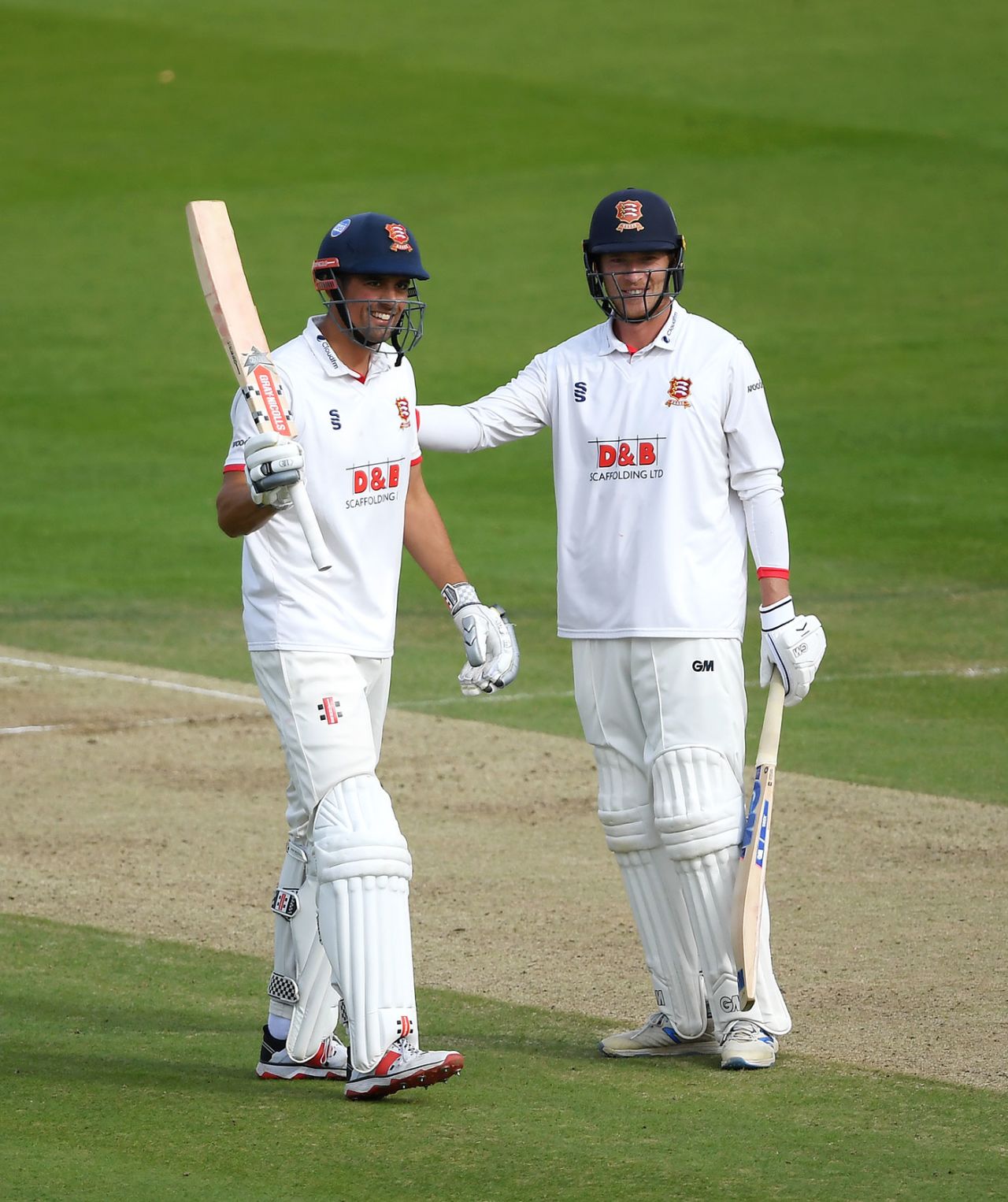 Alastair Cook is congratulated by Tom Westley on his century, Somerset vs Essex, Bob Willis Trophy final, Day 3, Lord's, September 25, 2020