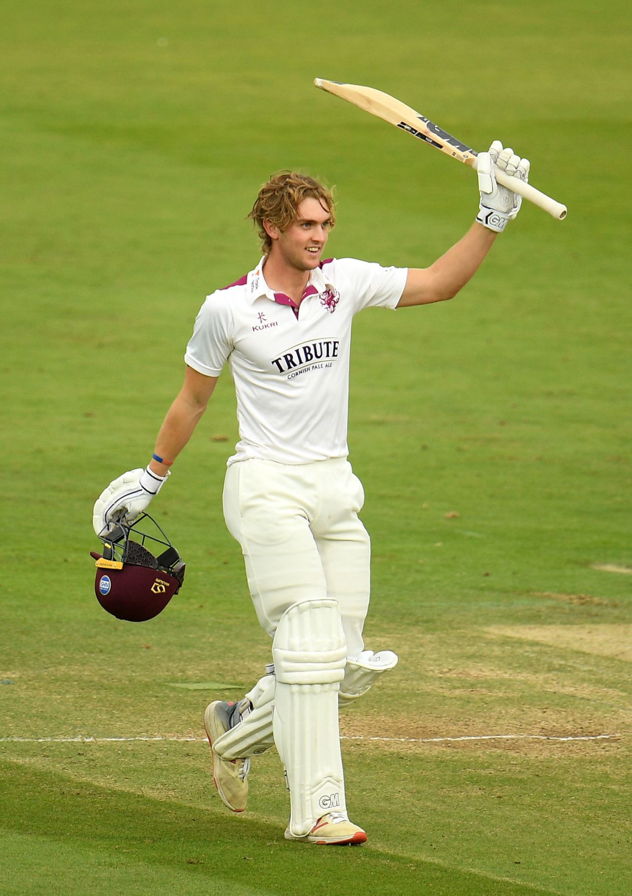 Tom Lammonby celebrates a brilliant hundred, Somerset vs Essex, Bob Willis Trophy final, 4th day, Lord's, September 26, 2020