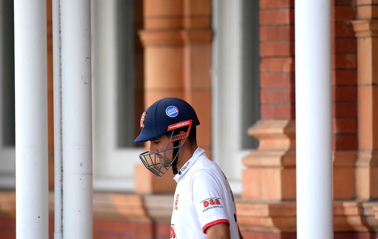 Alastair Cook walks out to begin Essex's last-day pursuit, Somerset vs Essex, Bob Willis Trophy final, Day 5, Lord's, September 27, 2020