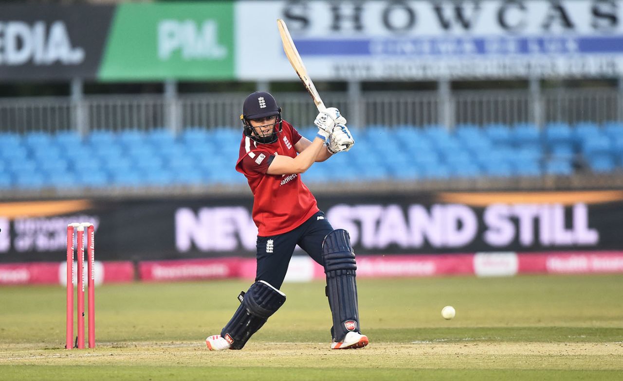Heather Knight steps into a drive, England vs West Indies, 4th T20I, Derby, September 28, 2020