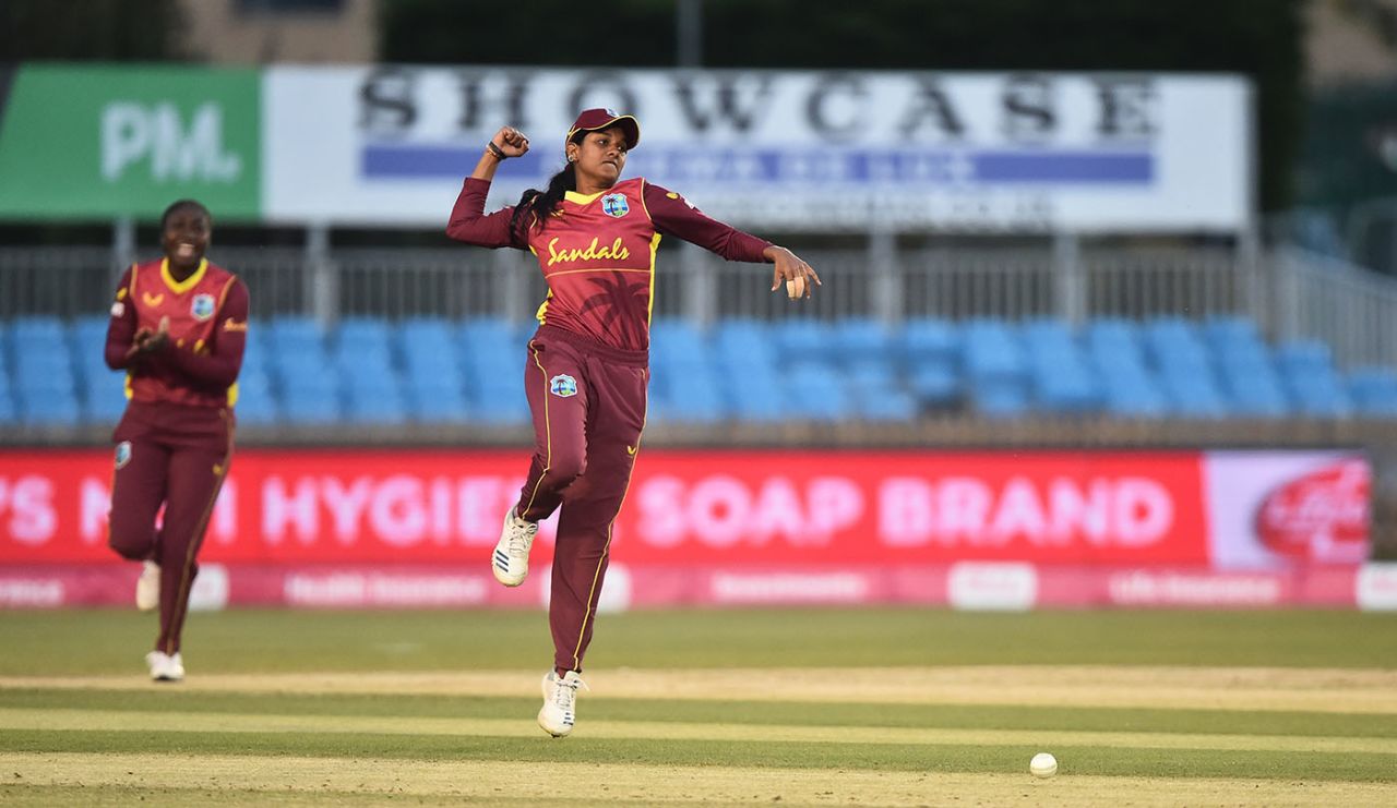 Karishma Ramharack celebrates a breakthrough, England vs West Indies, 4th T20I, Derby, September 28, 2020