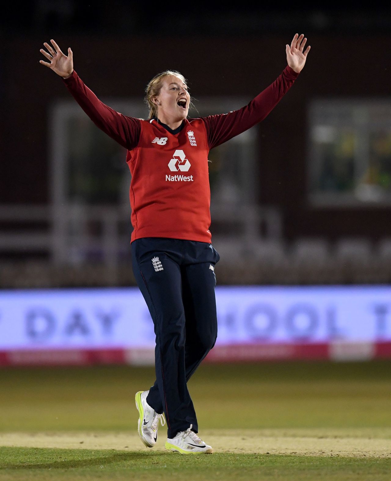 Sophie Ecclestone appeals for another wicket, England vs West Indies, 4th T20I, Derby, September 28, 2020