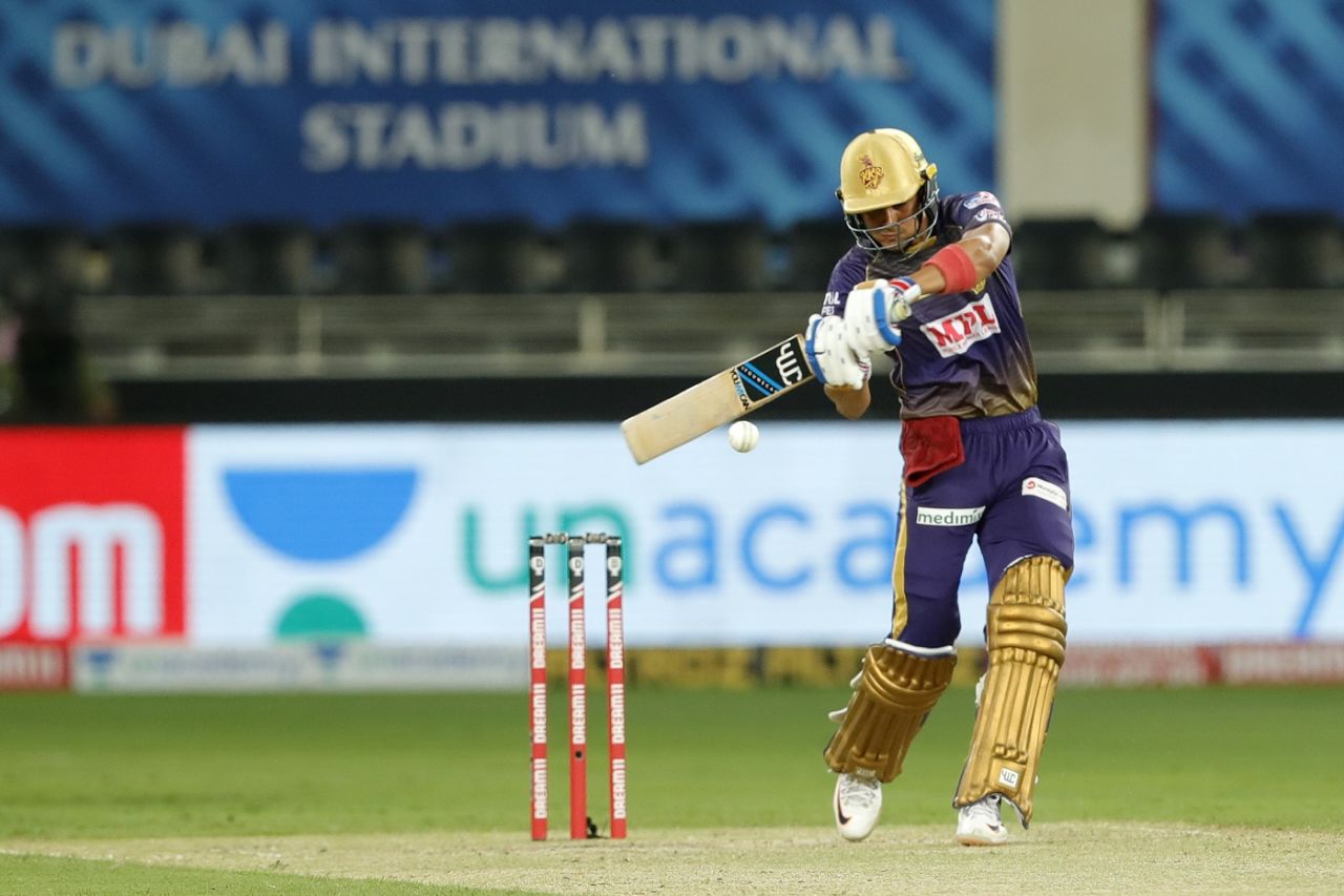 Shubman Gill in action, Rajasthan Royals v Kolkata Knight Riders, IPL 2020, Dubai, September 30, 2020