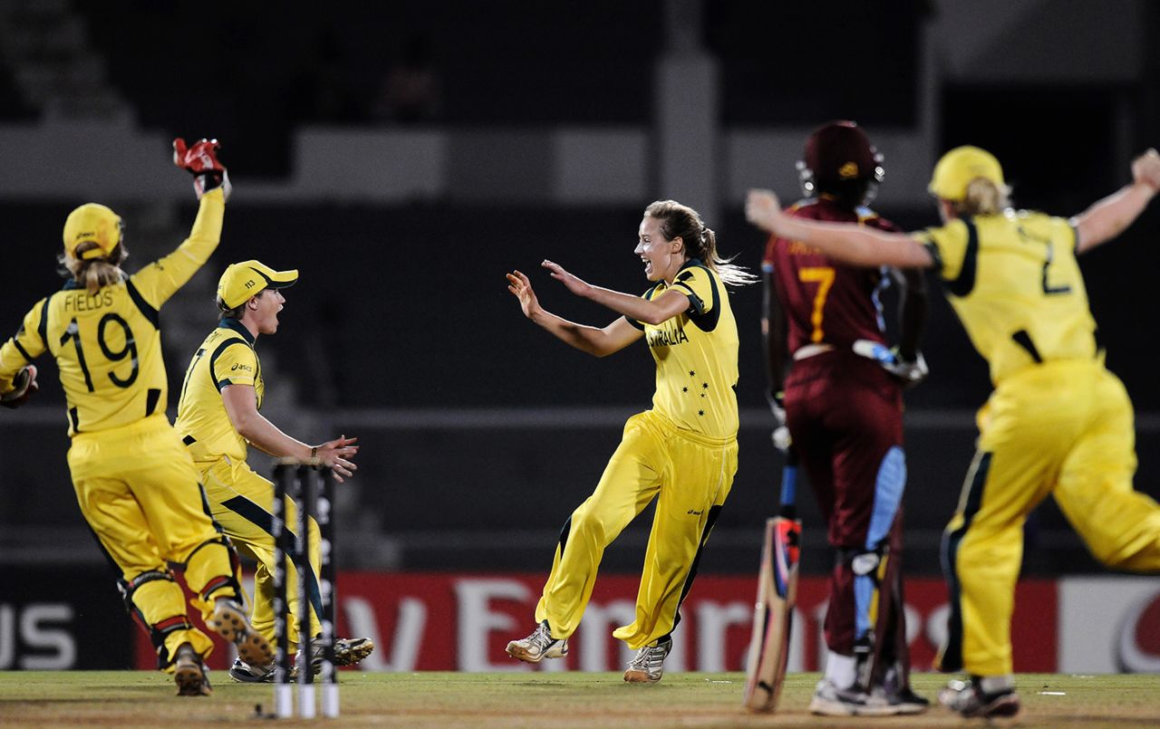 Ellyse Perry celebrates a wicket, Australia v West Indies, Final, Women's World Cup 2013, Mumbai, February 17, 2013