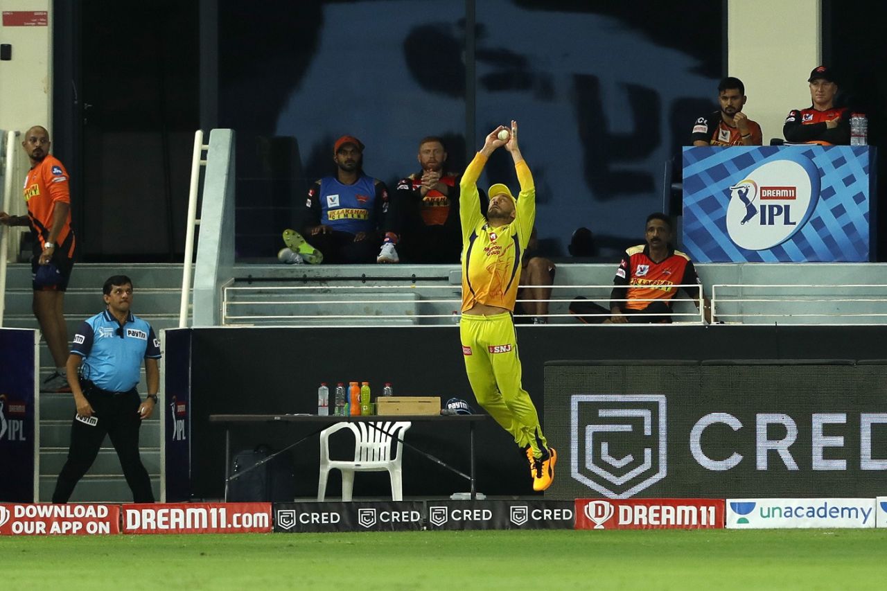 Faf du Plessis was his usual superhuman self on the field, Chennai Super Kings v Sunrisers Hyderabad, IPL 2020, Dubai, October 2, 2020