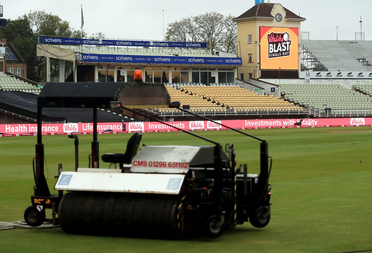 Sopping wet: Finals Day was left facing a first washout in the competition's history, Surrey vs Gloucestershire, Vitality Blast semi-final, Edgbaston, October 3, 2020