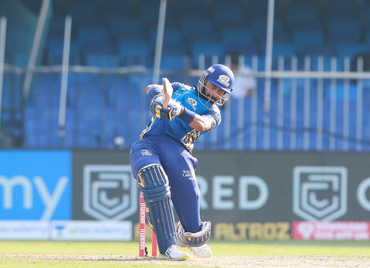 Krunal Pandya slammed two sixes and two fours in his four-ball innings, Mumbai Indians vs Sunrisers Hyderabad, IPL 2020, Sharjah, October 4, 2020