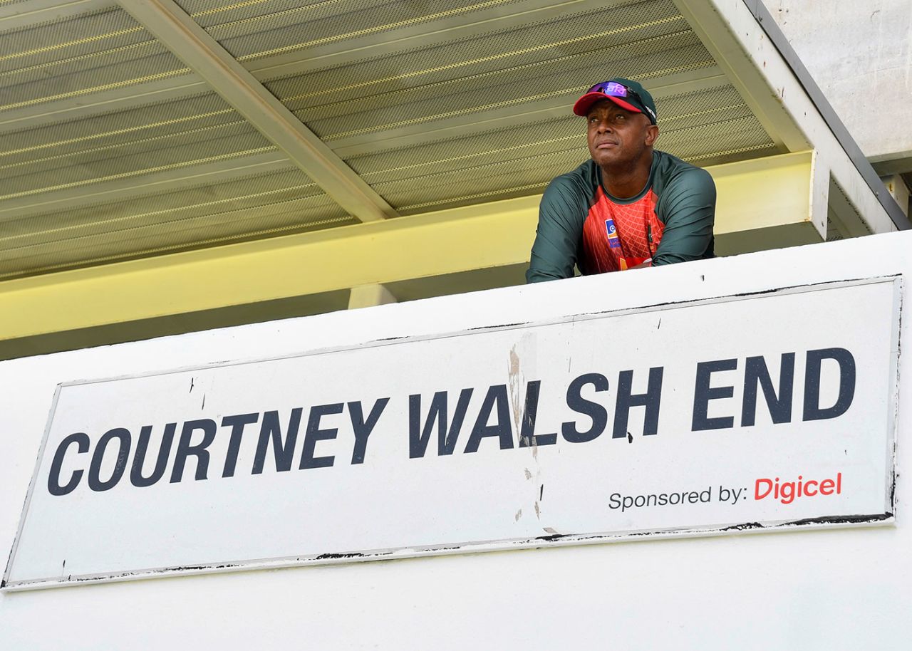 Courtney Walsh watches on during his time with Bangladesh, West Indies v Bangladesh, 2nd Test, Jamaica, July 11, 2018
