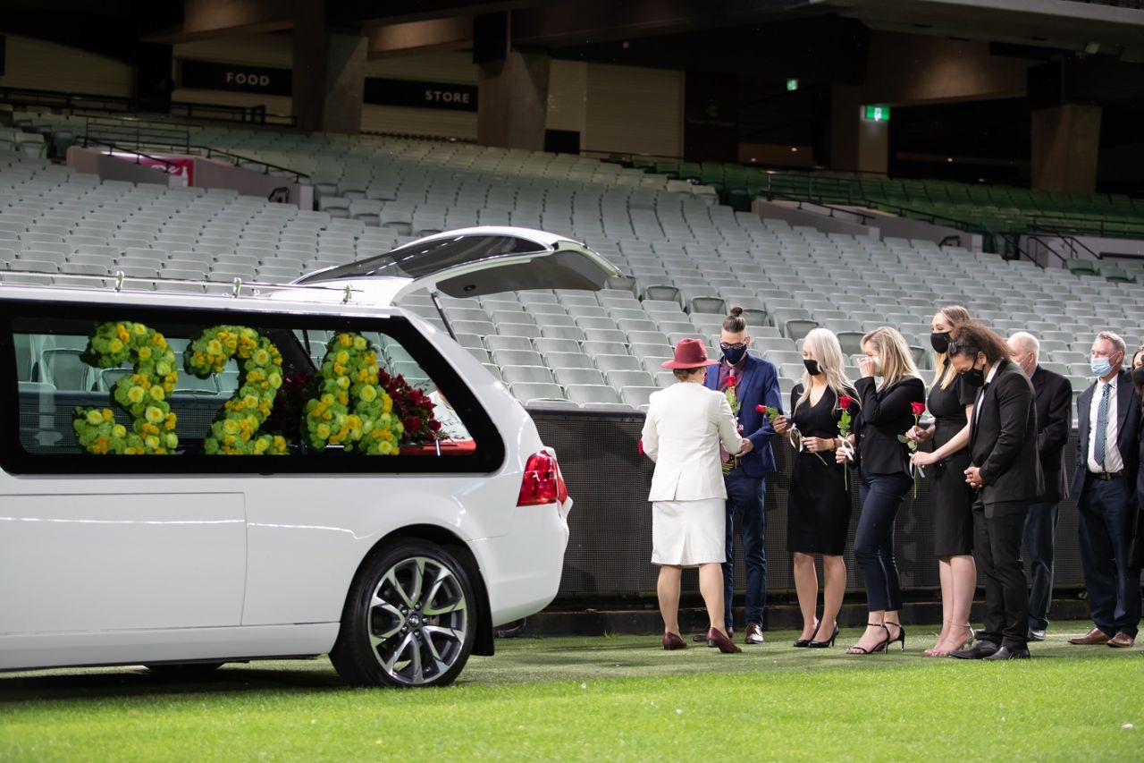 A private service was held at the MCG in memory of Dean Jones, Melbourne, October 4, 2020