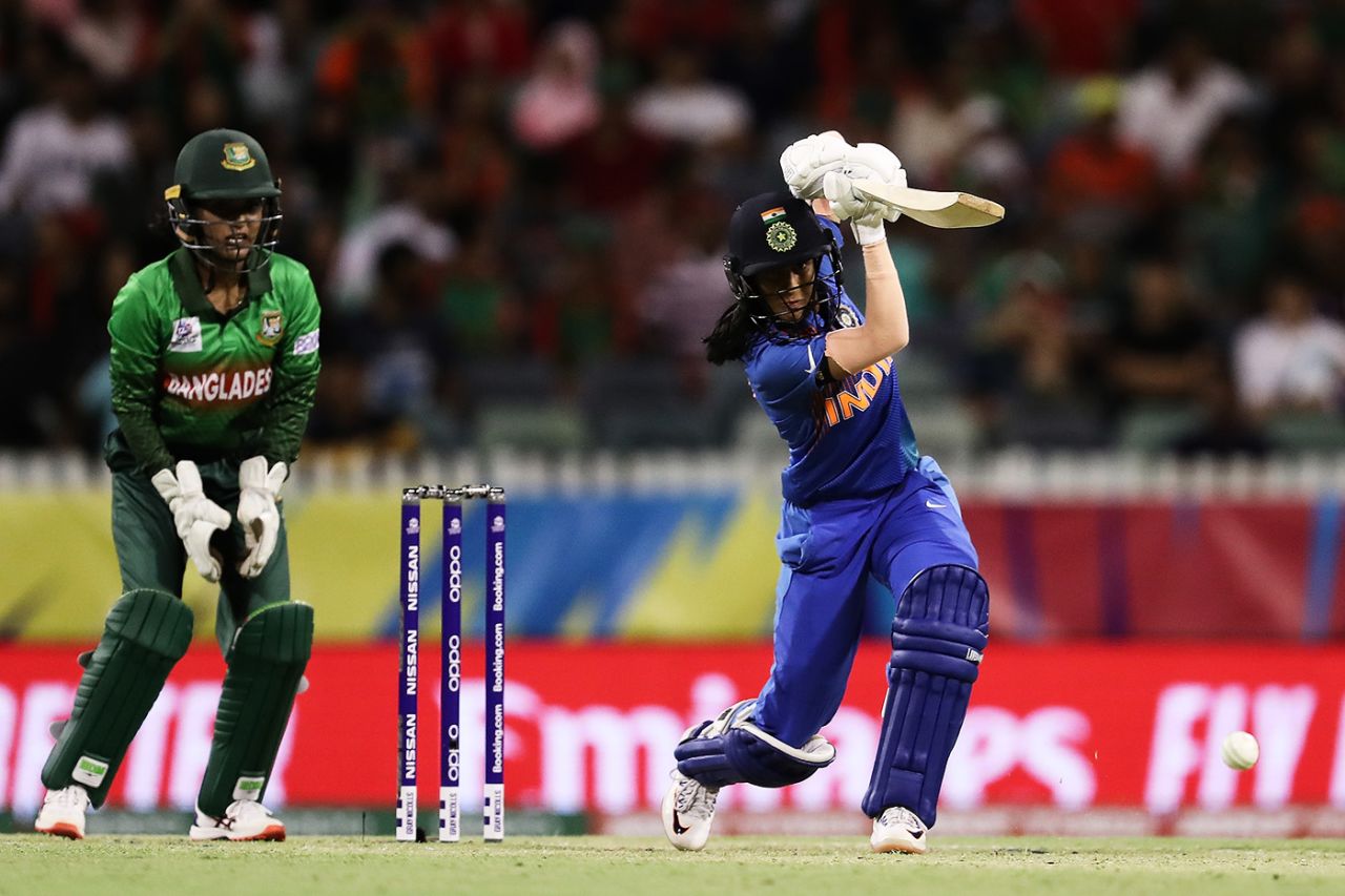 Jemimah Rodrigues drives down the ground, India women vs Bangladesh women, Women's T20 World Cup, Perth, February 24, 2020