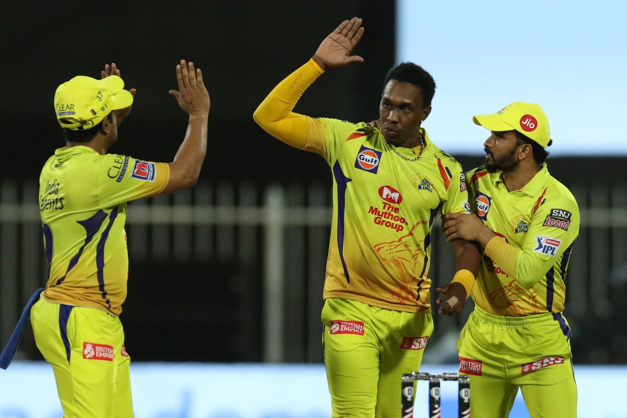 Dwayne Bravo celebrates dismissing Shreyas Iyer, Delhi Capitals vs Chennai Super Kings, IPL 2020, Sharjah, October 17, 2020