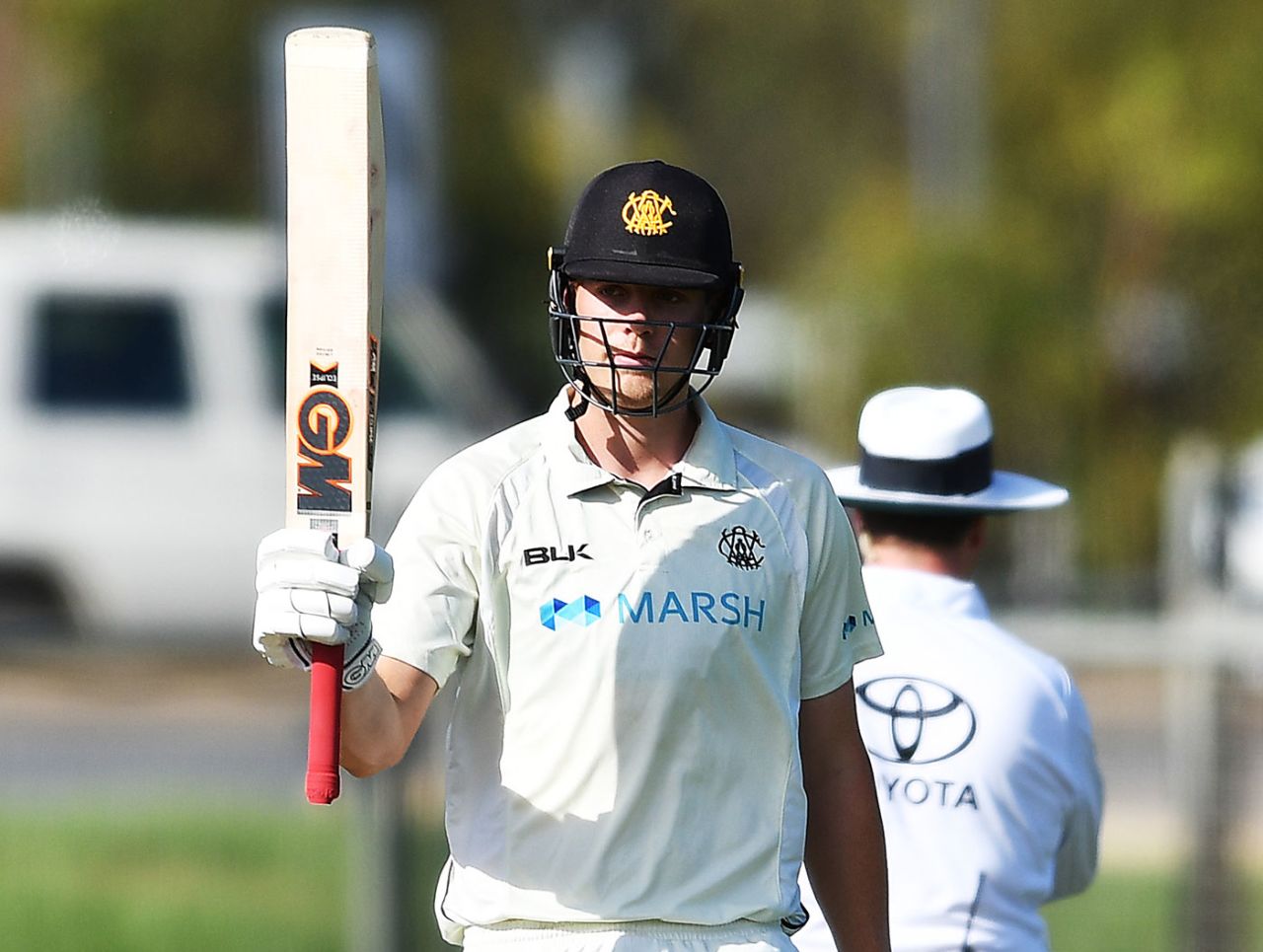 Cameron Green acknowledges his 150, Western Australia v New South Wales, Sheffield Shield, Park 25, Adelaide, October 21, 2020
