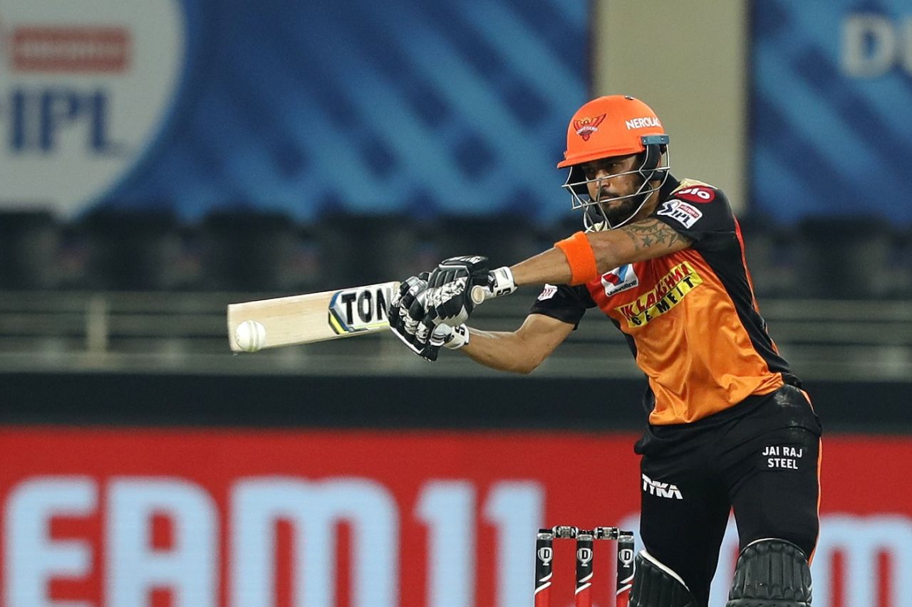 Manish Pandey makes the most of some width on offer, Rajasthan Royals vs Sunrisers Hyderabad, IPL 2020, Dubai, October 22, 2020
