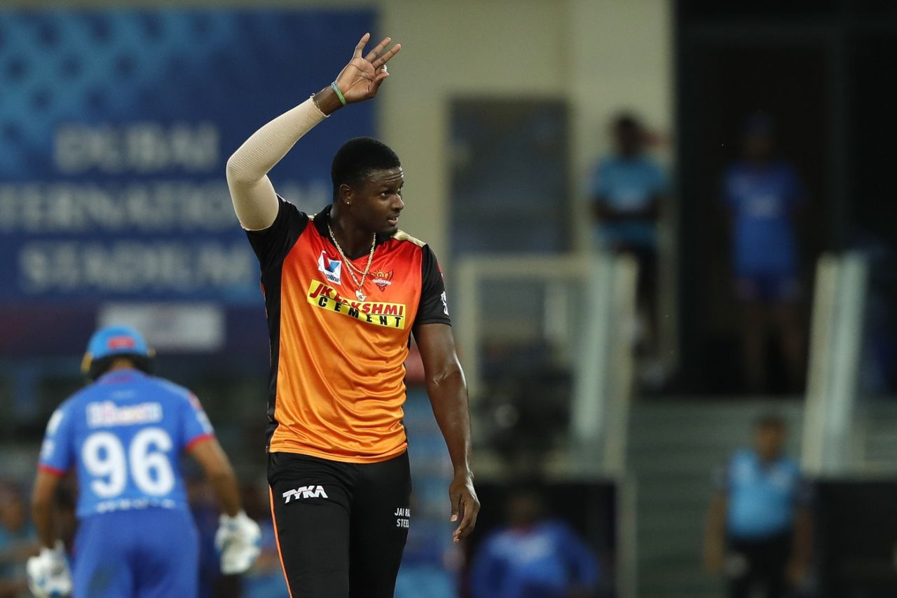 Jason Holder celebrates after dismissing R Ashwin, Sunrisers Hyderabad vs Delhi Capitals, IPL 2020, Dubai, October 27, 2020