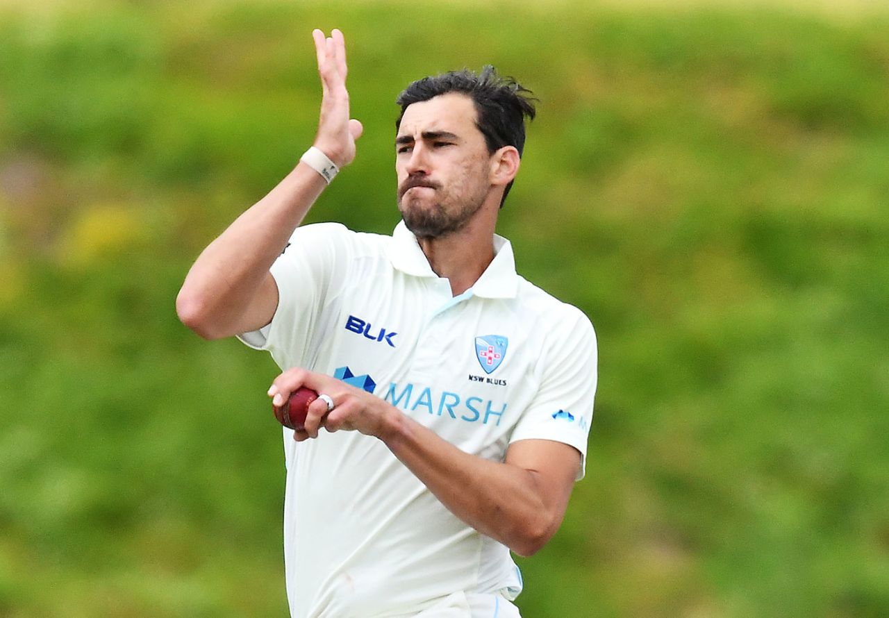 Mitchell Starc made his first appearance of the season, New South Wales v Queensland, Sheffield Shield, Karen Rolton Oval, October 30, 2020