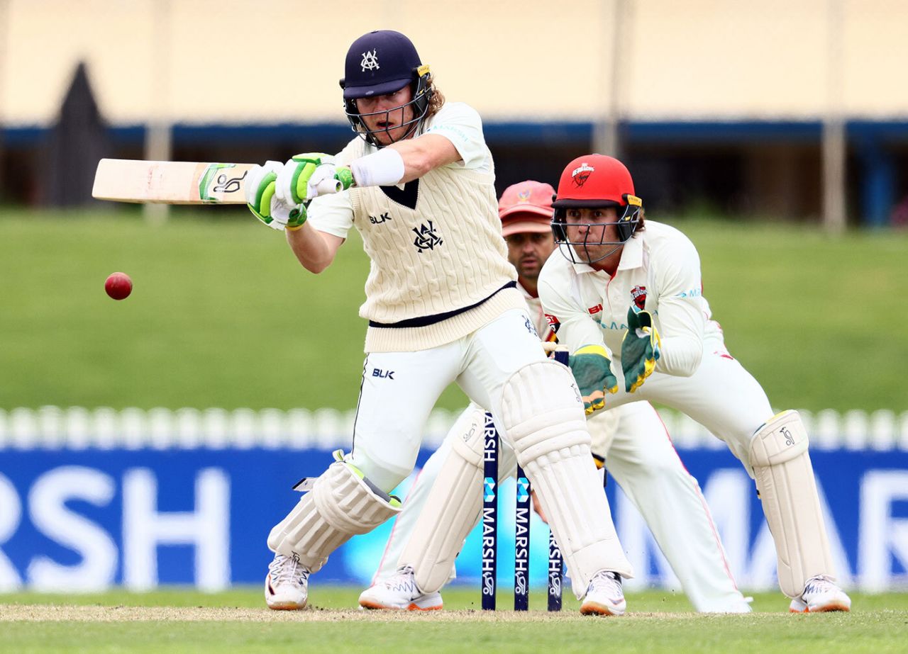 Will Pucovski on his way to a century, Victoria v South Australia, Glenelg, Adelaide, Sheffield Shield 2020-21, October 31, 2020