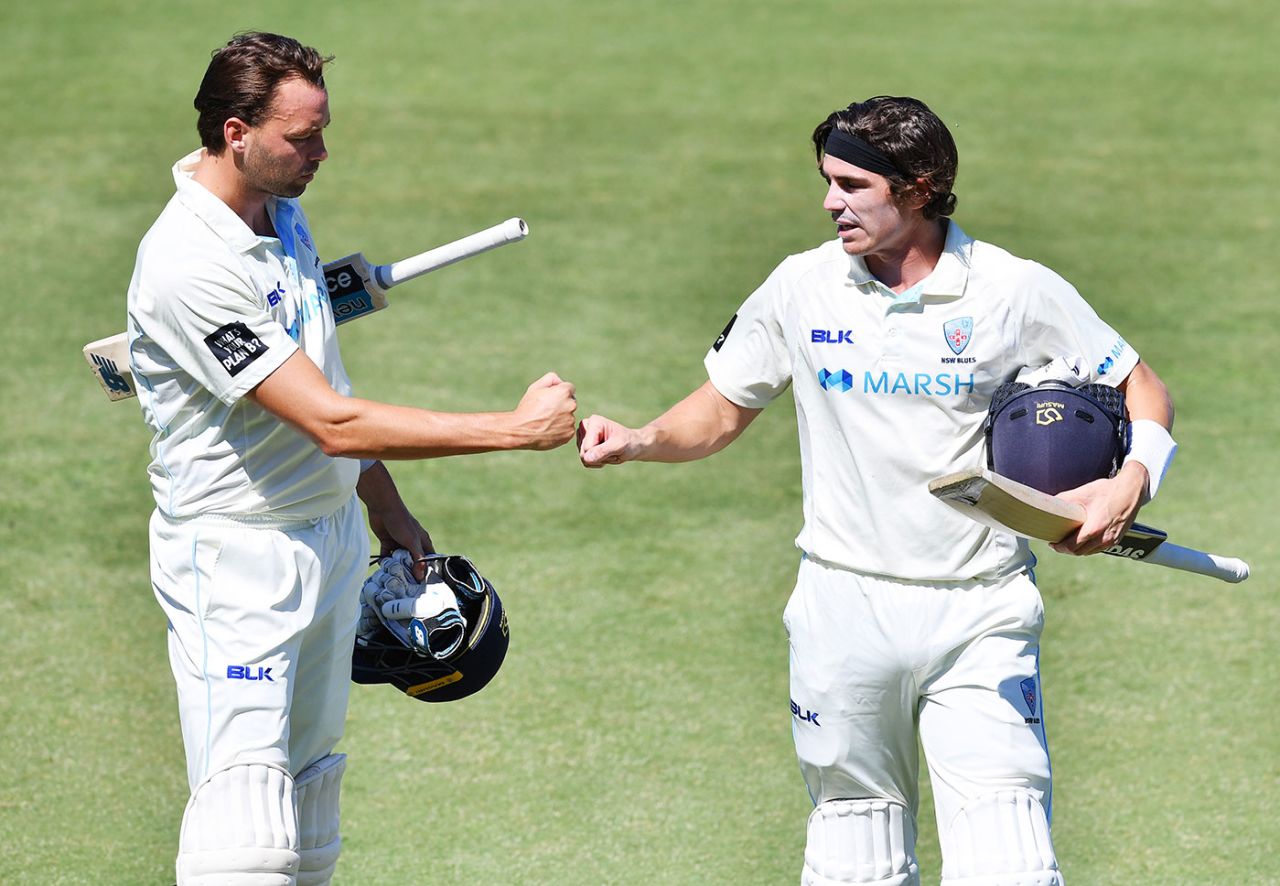 Sean Abbott (right) and Harry Conway got New South Wales over the line, New South Wales v Queensland, Sheffield Shield, Karen Rolton Oval, November 2, 2020