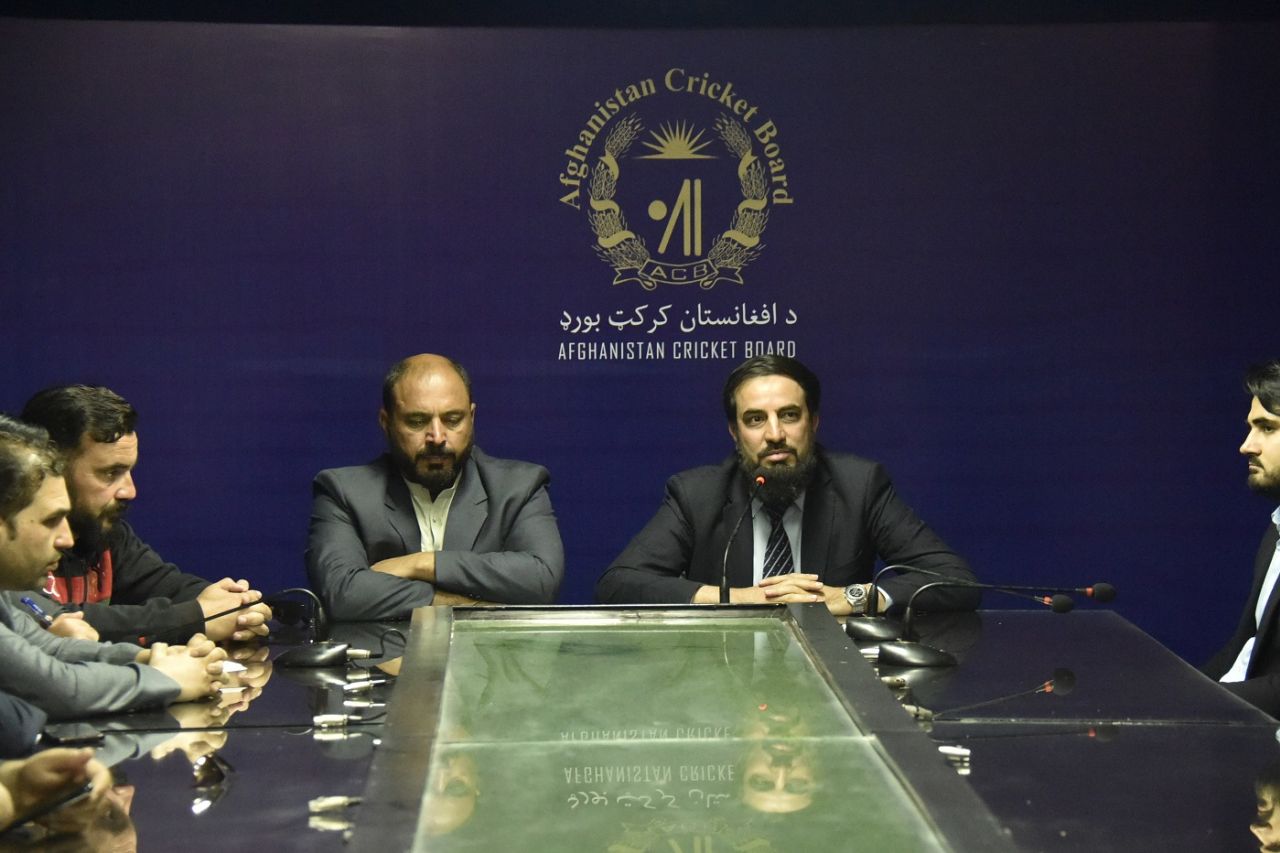 Rahmatullah Qureishi (right), the new CEO of the Afghanistan Cricket Board (ACB), during a board meeting in Kabul on Monday, Kabul, November 2, 2020