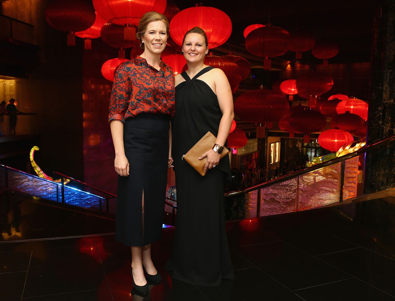 Alex Blackwell with her wife Lynsey Askew at the Allan Border medal night, Melbourne, January 27, 2016